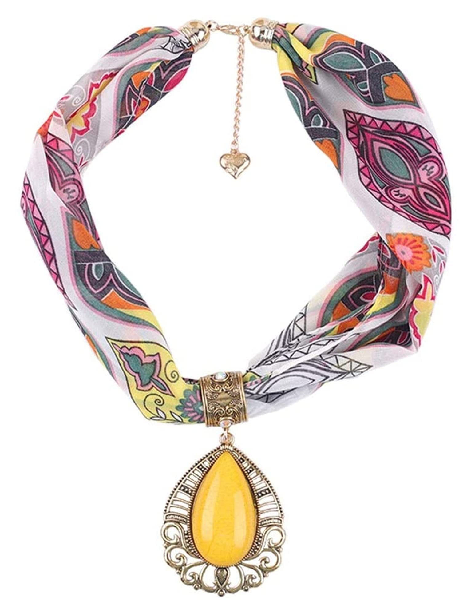 Boho Floral Scarves for Women - Soft Beach Shawl with Crystal Stone Accents, Casual Wrap Necklace Scarf for Summer Outfits, Festivals & Beach Vacations