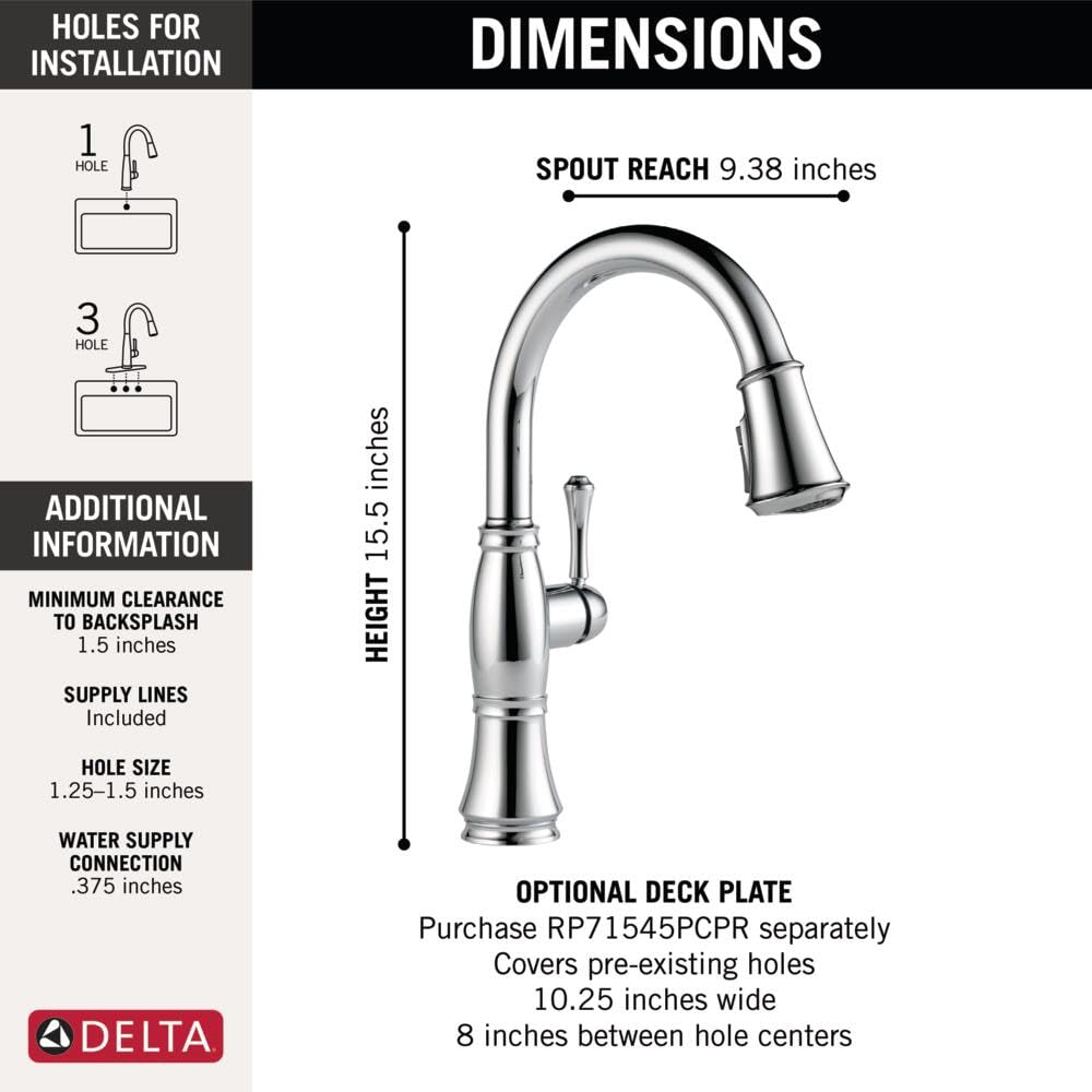Delta Cassidy Pull Down Kitchen Faucet in Chrome - Magnetic Docking Sprayer with Lumicoat Finish (Model 9197-PR-DST) - Perfect for Modern Kitchens, Bar Sinks & Food Prep Stations