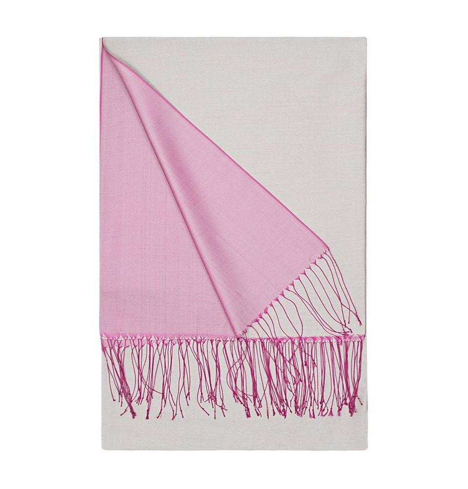 Aker Double Sided Silk Shawl #397 - Pink & Gray Scarf for Women - Elegant Wrap for Parties, Weddings & Special Occasions