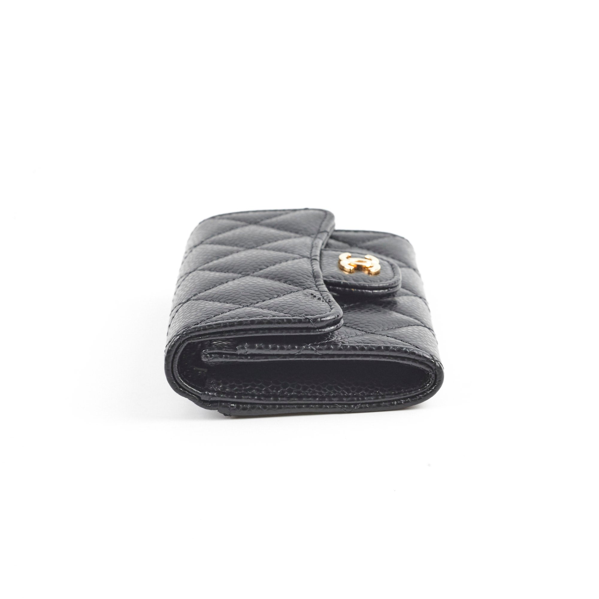 Chanel Classic Flap Card Holder in Black Caviar Leather - 29 Series | Luxury Compact Wallet for Everyday Use & Travel