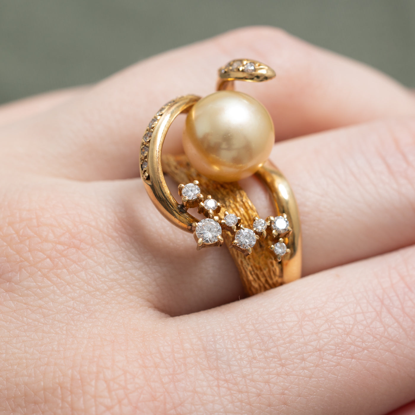 Exquisite South Sea Pearl & Diamond Cocktail Ring | 0.43ctw | Size 6.75 | Elegant Evening Wear & Special Occasion Jewelry