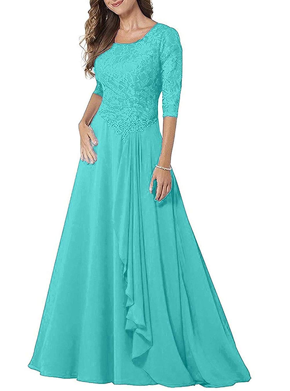 Elegant Long Sleeve Lace Mother of The Bride Dress - Formal Chiffon Evening Gown for Wedding Guest - Perfect for Weddings, Galas & Special Occasions