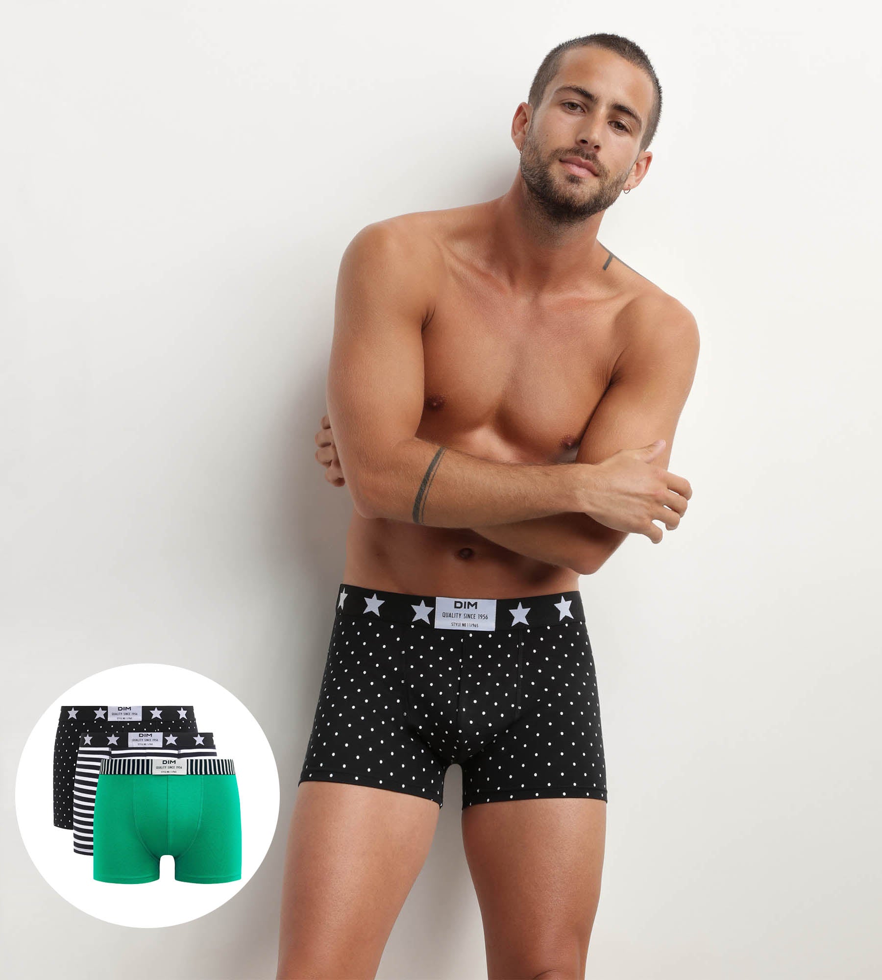 3 Pack Men's Cotton Stretch Boxer Briefs with Polka Dot & Striped Print - Soft, Breathable & Comfortable Underwear for Daily Wear, Workout & Sleep