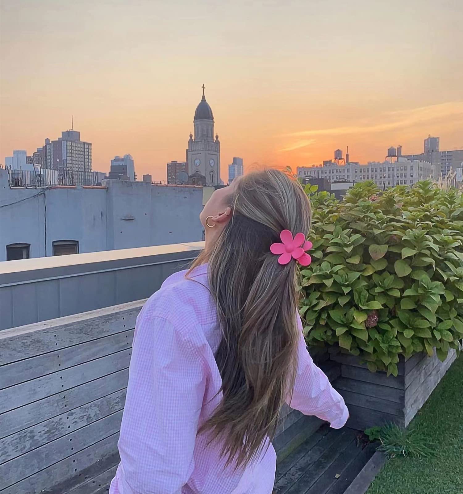 Matte Flower Hair Clips for Women & Girls - Strong Hold Non-Slip Daisy Hair Claw Clips for Thick & Thin Hair - Perfect for Everyday Wear, Weddings, and Special Occasions