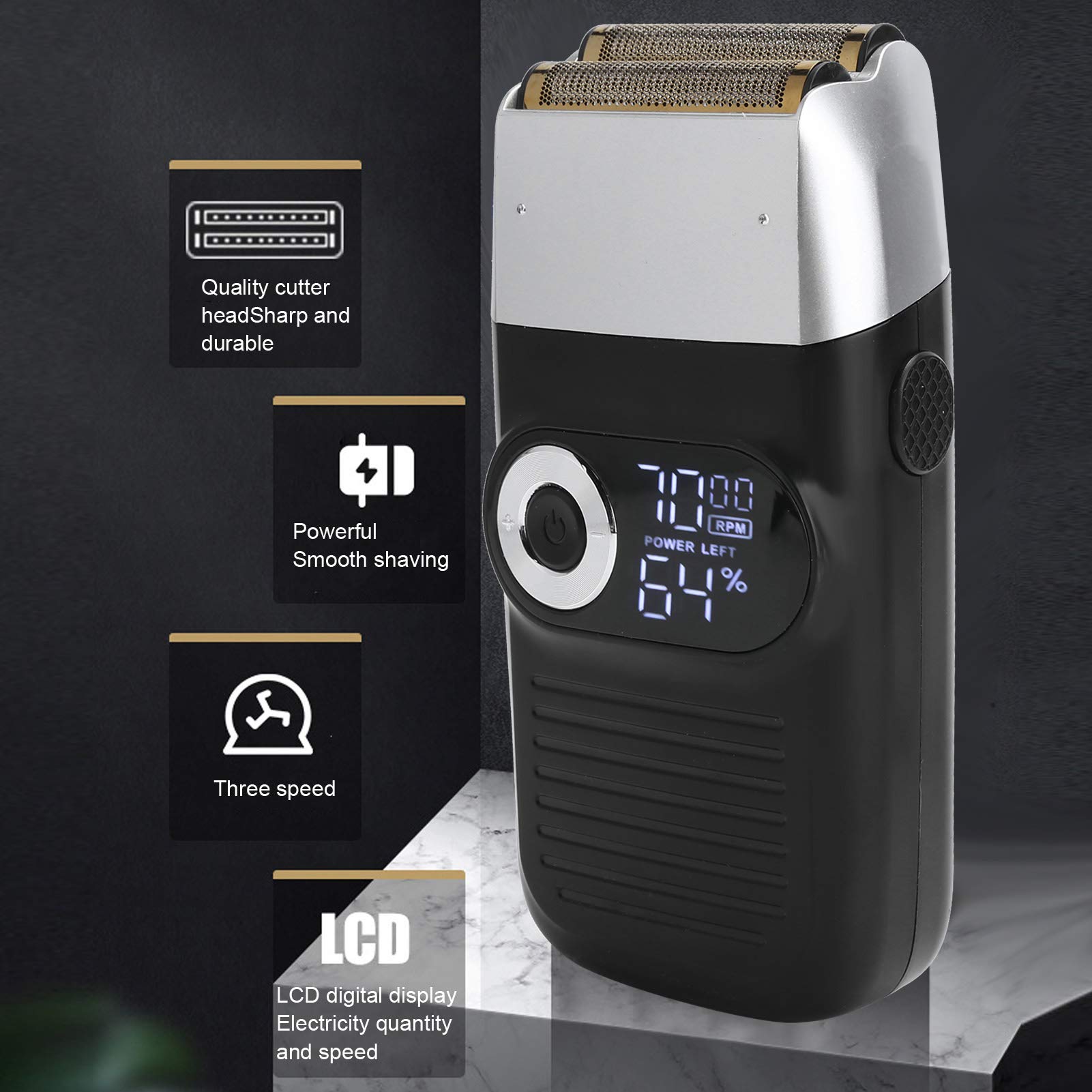 Rechargeable Men's Electric Shaver for Bald Head - LCD Display Foil Shaver with Precision Trimming - Perfect for Travel, Gym & Daily Grooming Routine