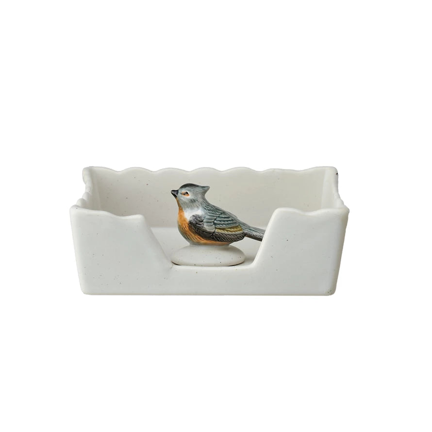 Elegant Ceramic Napkin Holder with Decorative Bird Design - Perfect for Dining Table Decor, Kitchen Accessories, and Party Table Settings