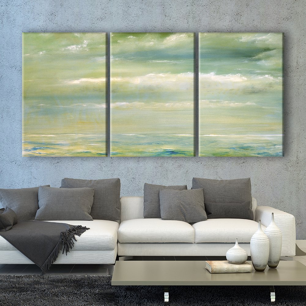 Wall26 - 3 Panel Seascape Canvas Wall Art - Oil Painting Style Giclee Print, Modern Gallery Wrap Ready to Hang (16