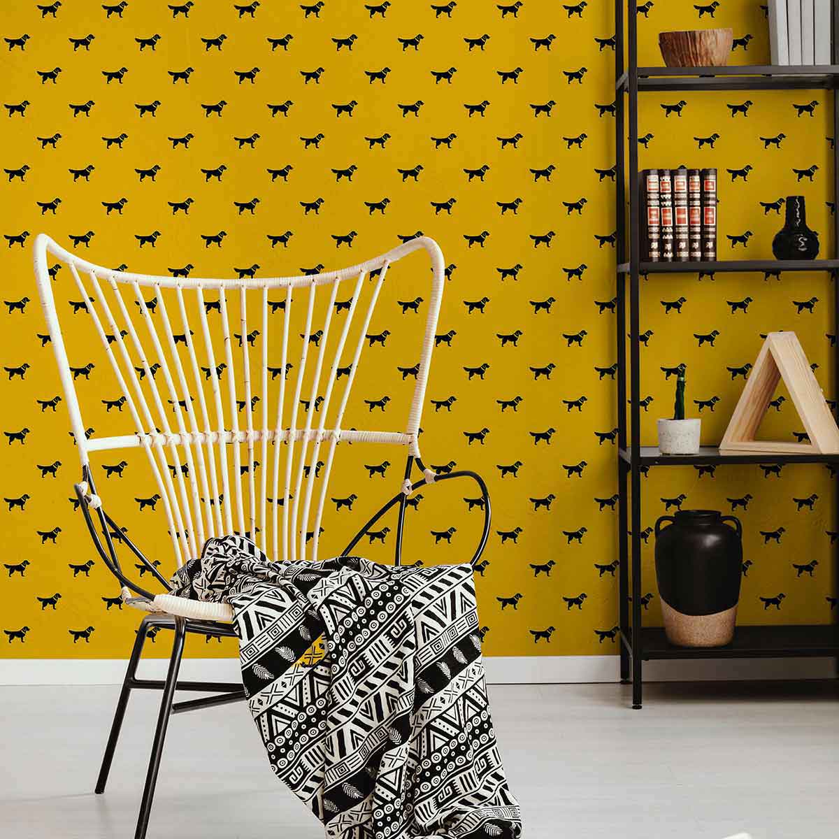 Yellow Dog Peel and Stick Removable Wallpaper - Self-Adhesive Decorative Wall Covering for Nursery, Kids Room & Home Decor - Easy DIY Installation & Damage-Free Removal