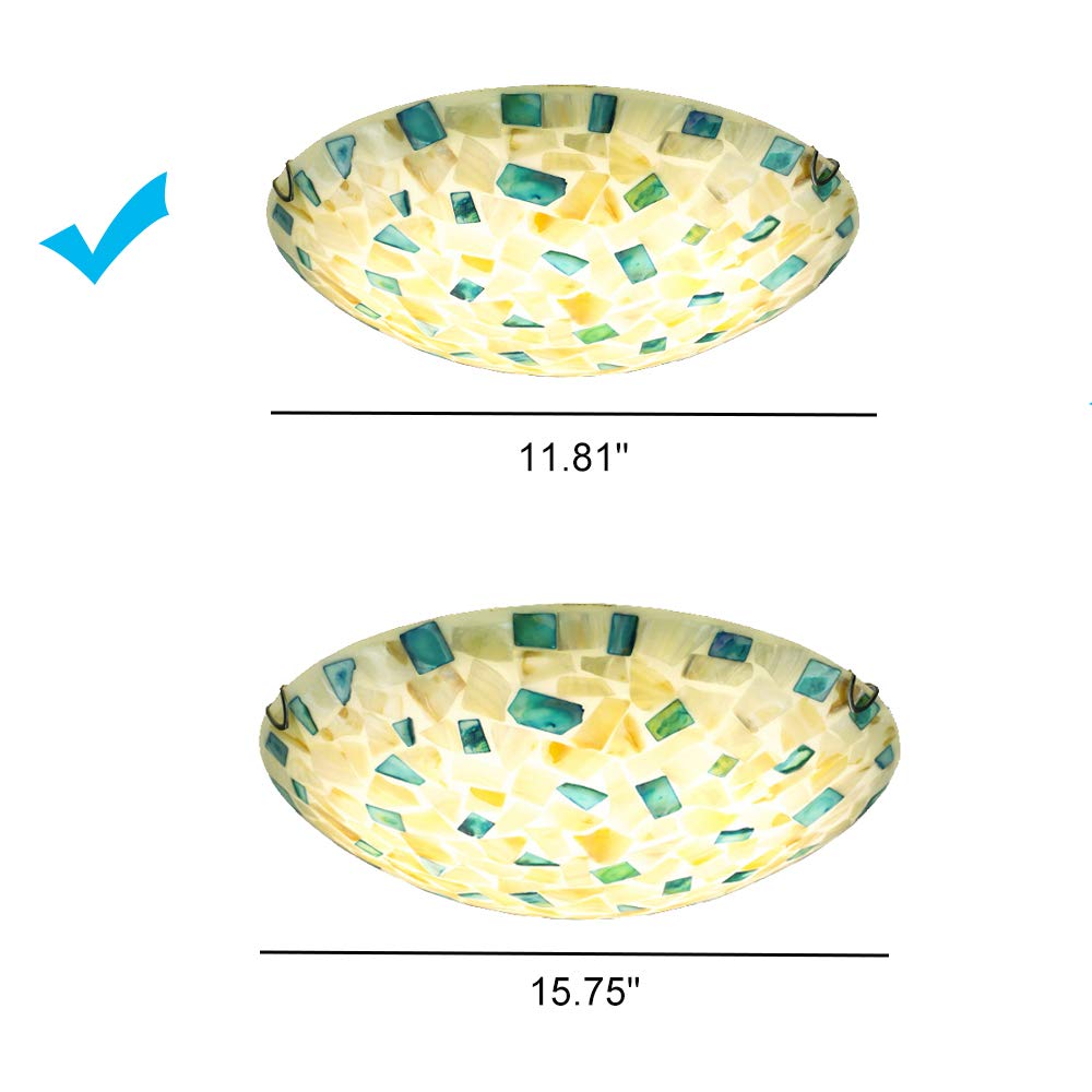 KWOKING Handmade Stained Glass Flush Mount Ceiling Light - 11.81