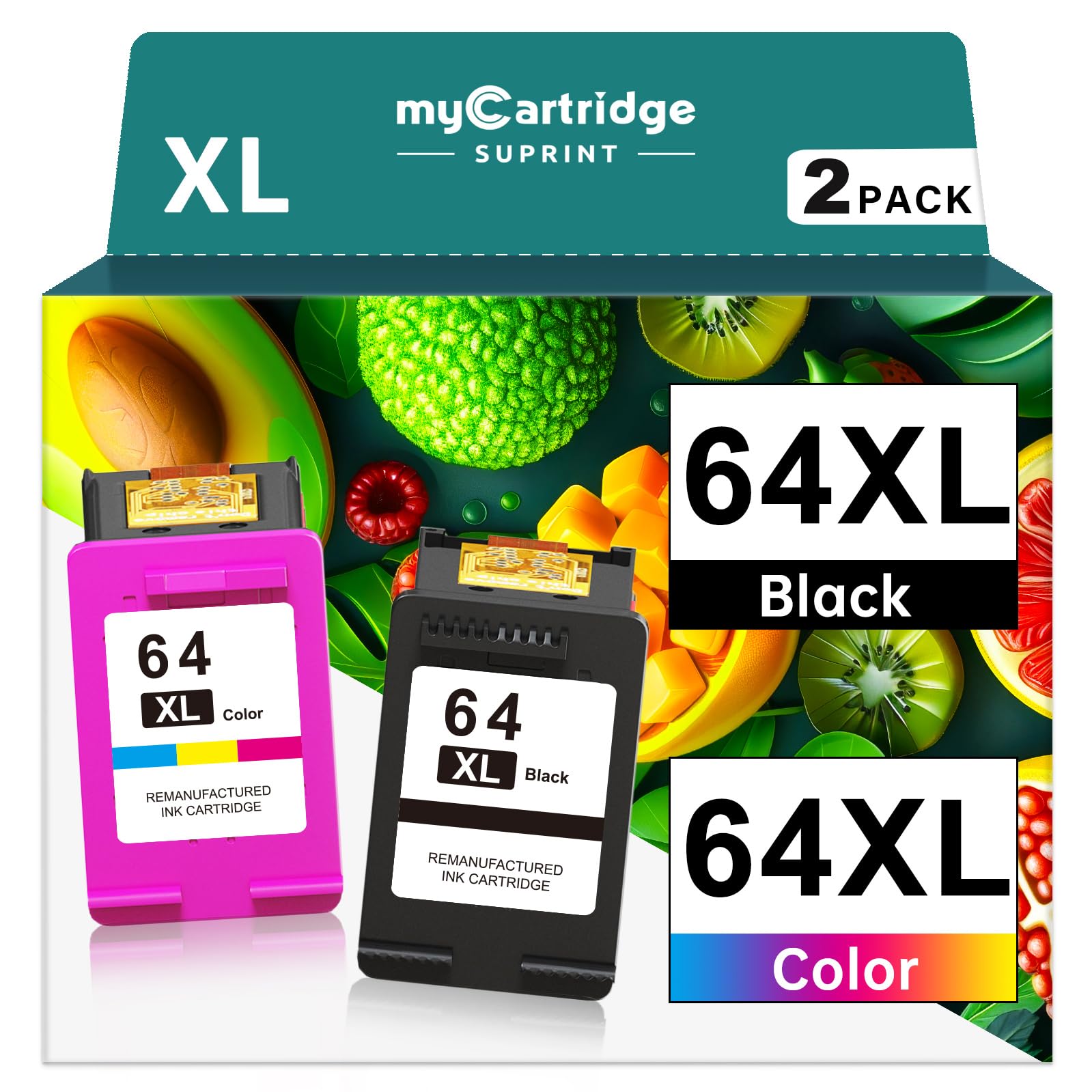 HP 64XL Ink Cartridge Combo Pack - Black & Color Replacement for HP 64 Ink (Compatible with Envy Photo 7855/7858/7155/7800/6255/6200 & Tango X/Terra Printers) - High Yield Printing for Home Office & Photo Projects