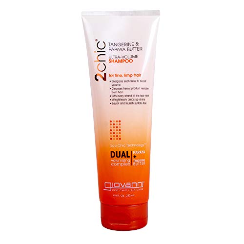 Giovanni Cosmetics 2chic Ultra-Volume Shampoo with Tangerine & Papaya Butter - 8.5 oz for Thick, Voluminous Hair - Perfect for Daily Use & Salon-Like Results at Home