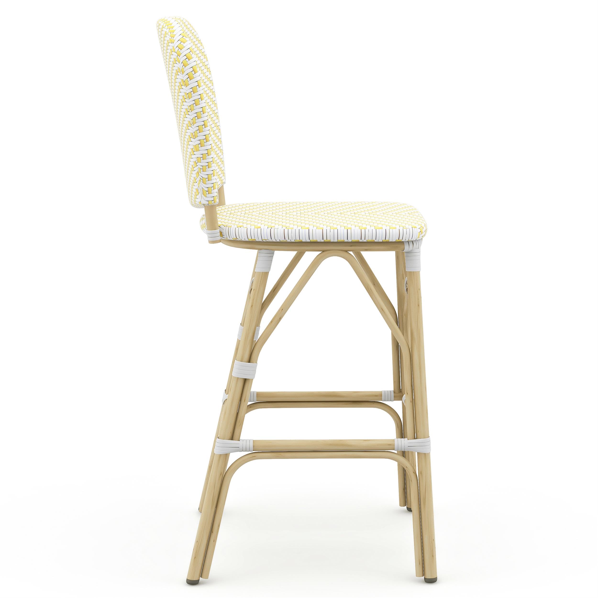 Furniture of America Adino Aluminum Patio Bar Chairs (Set of 2) - Yellow Outdoor Dining Chairs for Backyard, Poolside & Garden Seating
