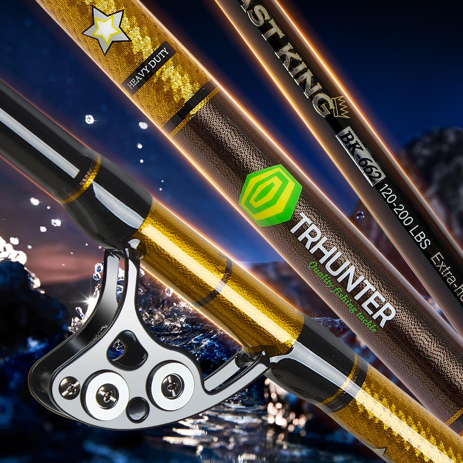 **Heavy Duty Offshore Trolling Rod - Saltwater Big Game Fishing Rod with Roller Guides - Perfect for Deep Sea Boat Fishing & Sportfishing**