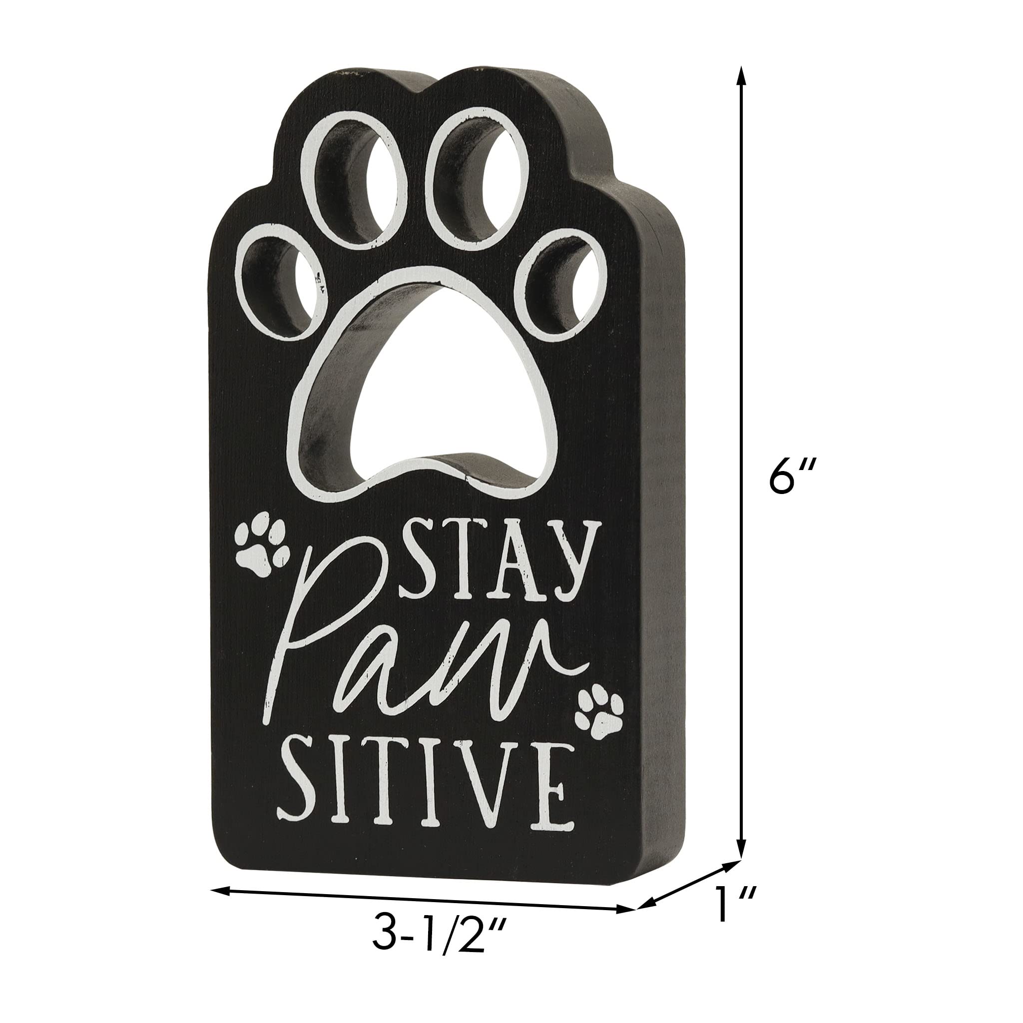 Stay Paw-sitive Wooden Pet Sign - Funny Dog Lover Decor with Paw Print Design - Perfect for Home, Office & Veterinary Clinic Decorations