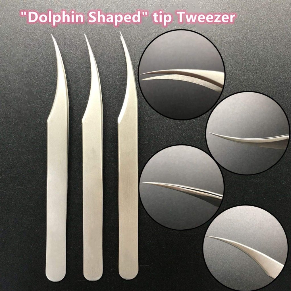 2PC Silver Eyelash Tweezers - Professional False Eyelash Applicator Tools for Perfect Lash Extension & Makeup Application - Ideal for Salon, Home Use & Beauty Enthusiasts