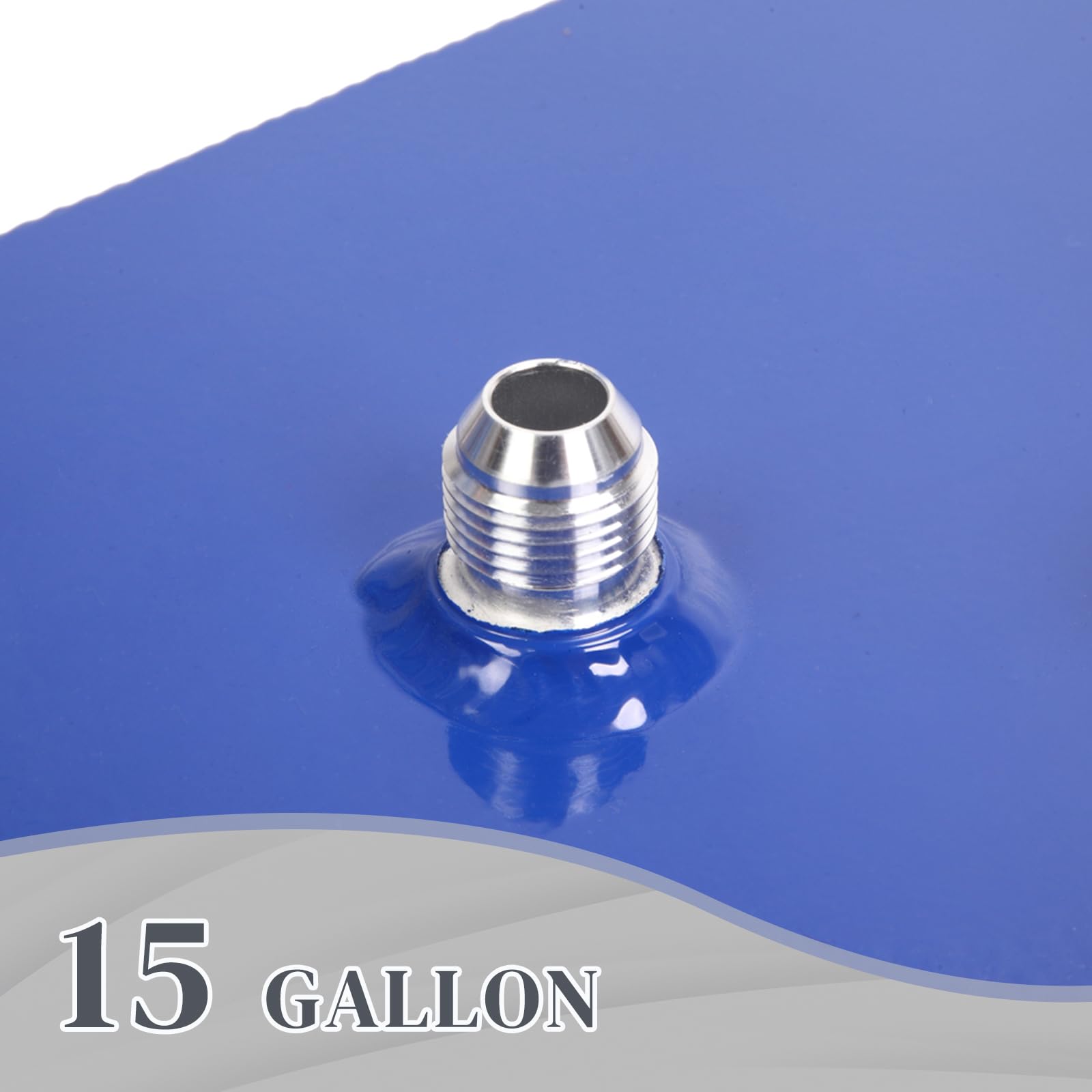 Autoforever 15 Gallon Aluminum Fuel Cell with Top-Feed Design - Polished Finish, Oil Level Sender, Blue - Ideal for Race Cars & Drift Vehicles