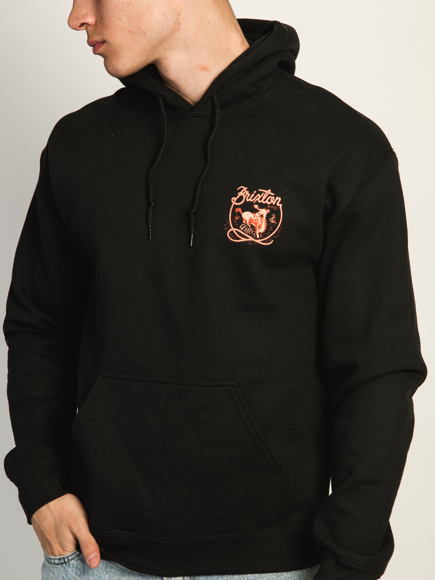 BRIXTON OMAHA Pullover Hoodie for Men - Soft Cotton Fleece Sweatshirt with Kangaroo Pocket | Casual Streetwear for Everyday Wear & Outdoor Activities