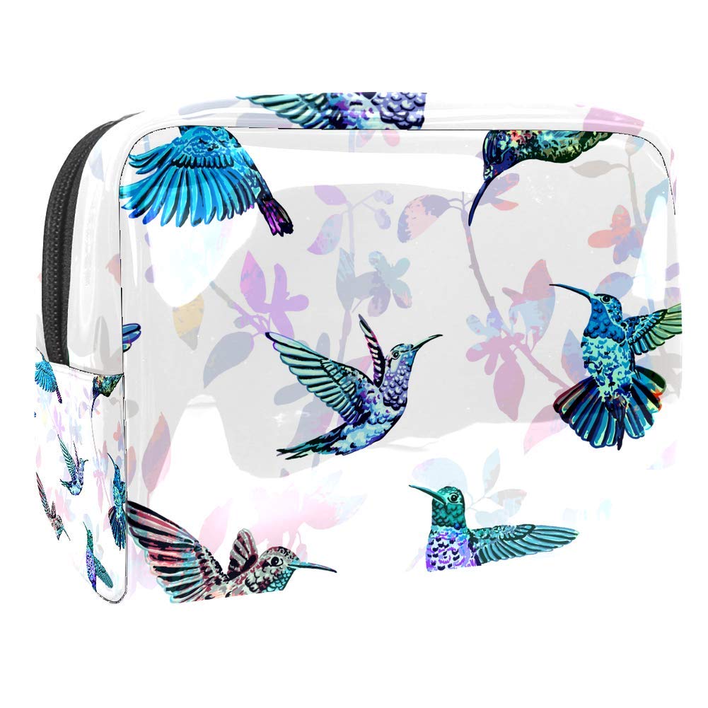 Portable Waterproof Makeup Bag with Zipper - Travel Toiletry Organizer for Women, Cosmetic Pouch with Hummingbird Design - Perfect for Travel, Gym & Daily Essentials Storage