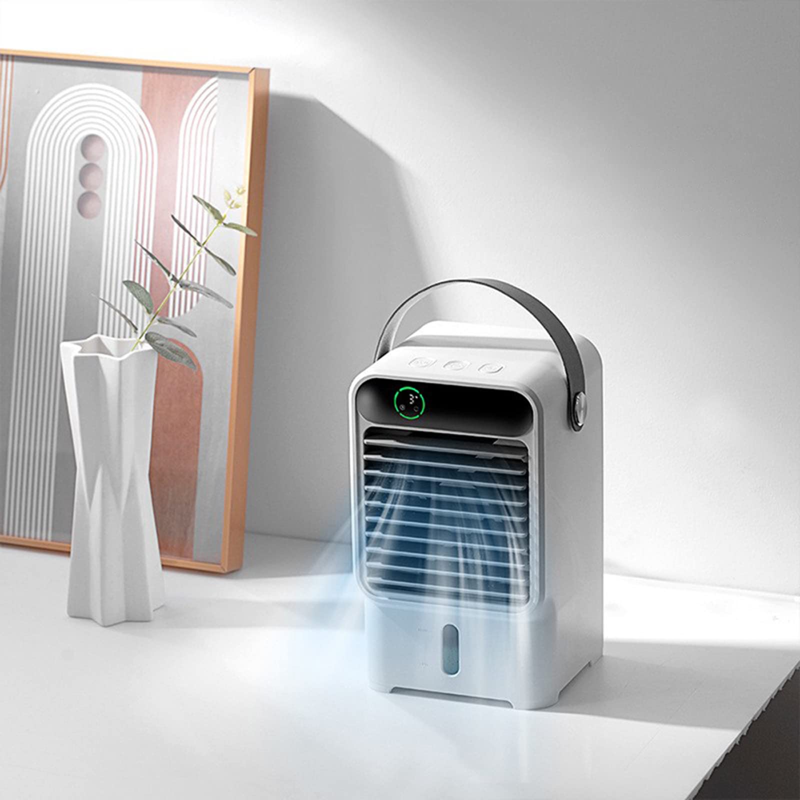 Portable USB Rechargeable Personal Air Cooler - 500ML Water Tank, 3 Speed Settings, Soft Night Light | Mini Cooling Fan with Humidifier & Mister for Home, Office, Desk, Bedroom, Camping | Perfect for Hot Weather, Indoor Use & Outdoor Activities