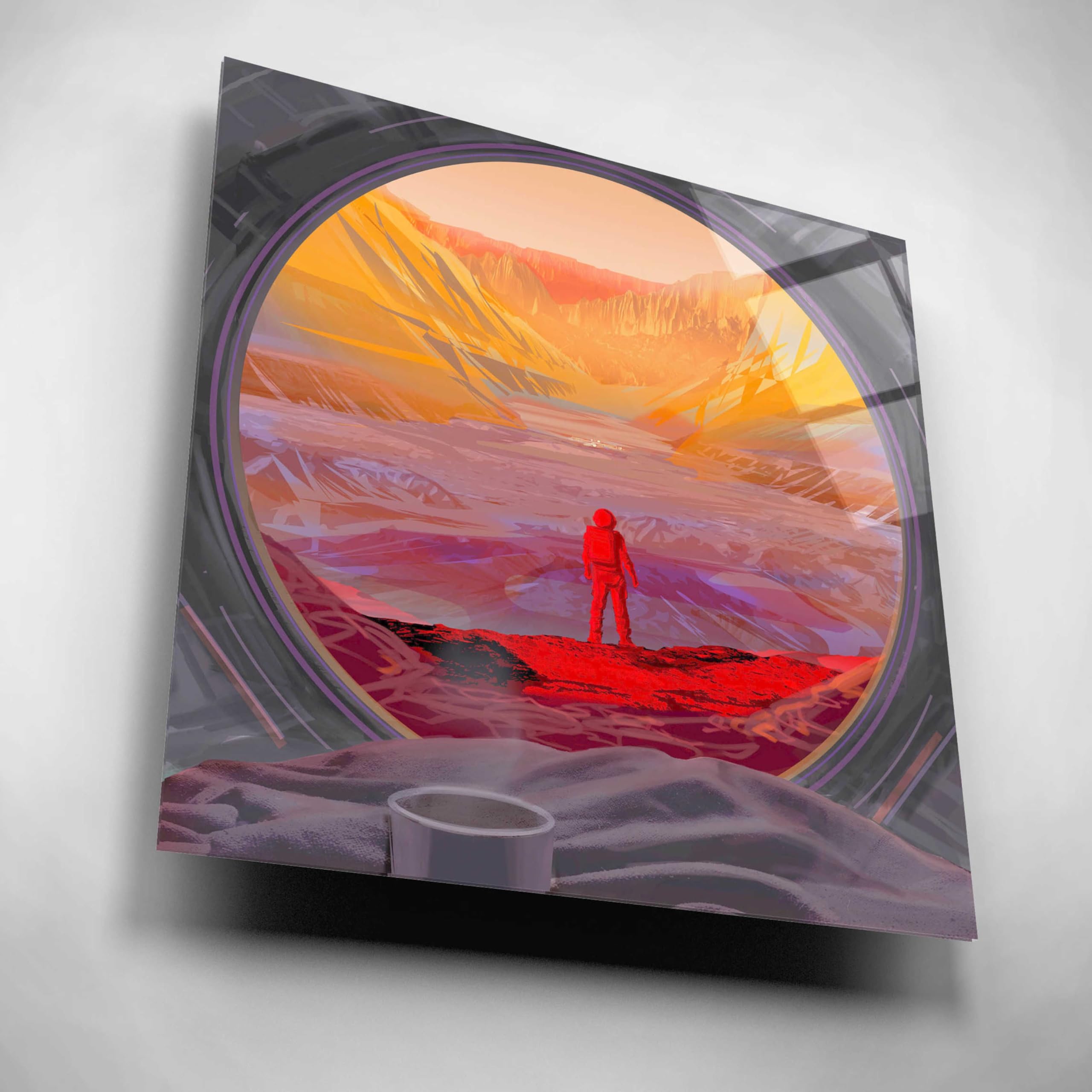 Epic 'On Mars' Acrylic Glass Wall Art - 12x12 Inch Modern Space Themed Home Decor - Perfect for Living Room, Bedroom or Office Decoration