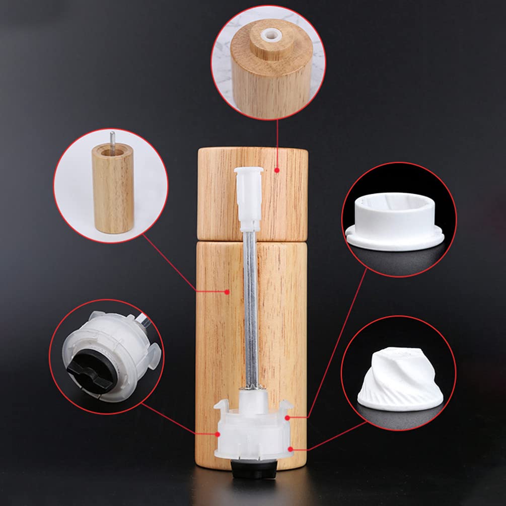 Premium Hemoton Coffee Bean Sea Salt & Pepper Set - 3-Piece Wooden Salt and Pepper Shakers with Refillable Dispenser for Kitchen, Dining Table & BBQ | Natural Wood Spice Containers for Home, Restaurant & Outdoor Cooking