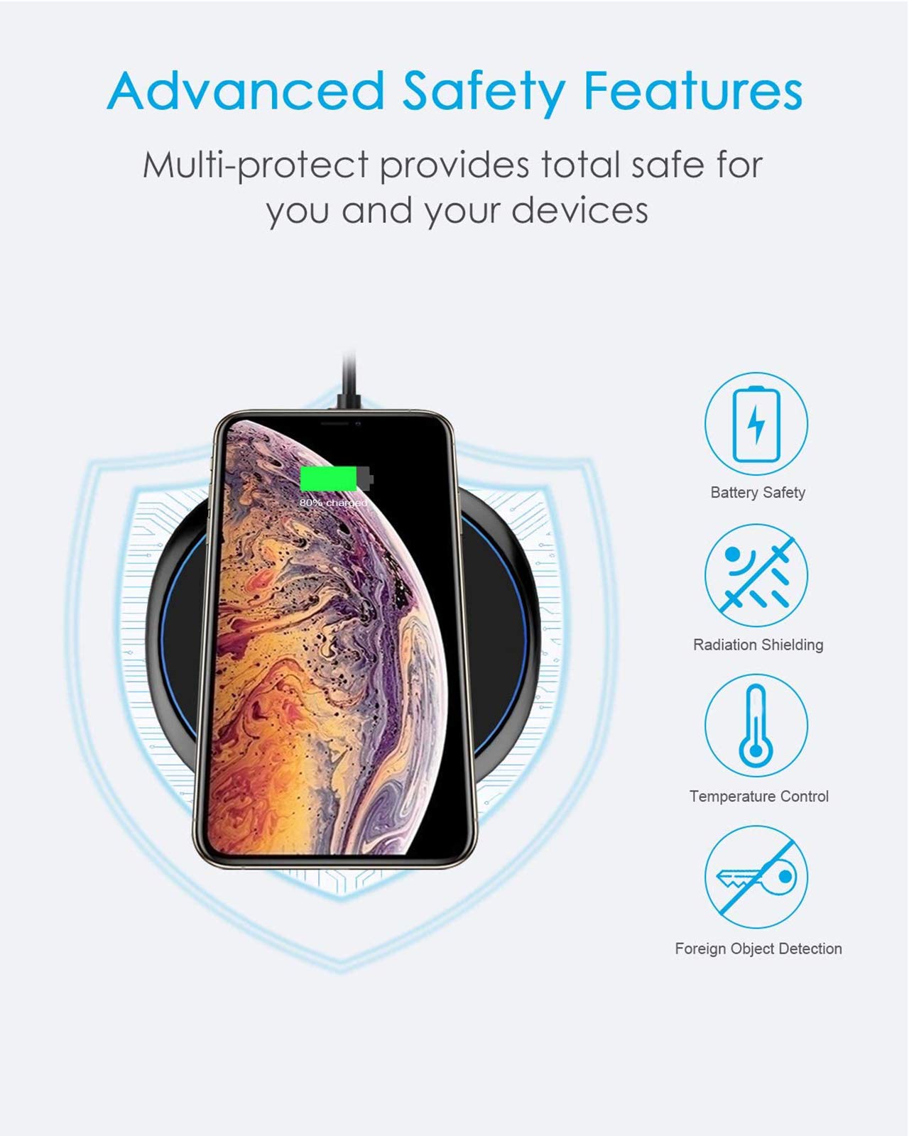 NANAMI 2-Pack 15W Max Fast Wireless Charger Pad - Compatible with iPhone 16/15/14/13/12/11/XS/XR/8, Samsung Galaxy S24/S23/S22/S21/S20/S10, AirPods Pro/3 & Pixel 6 - Perfect for Home, Office & Nightstand Charging