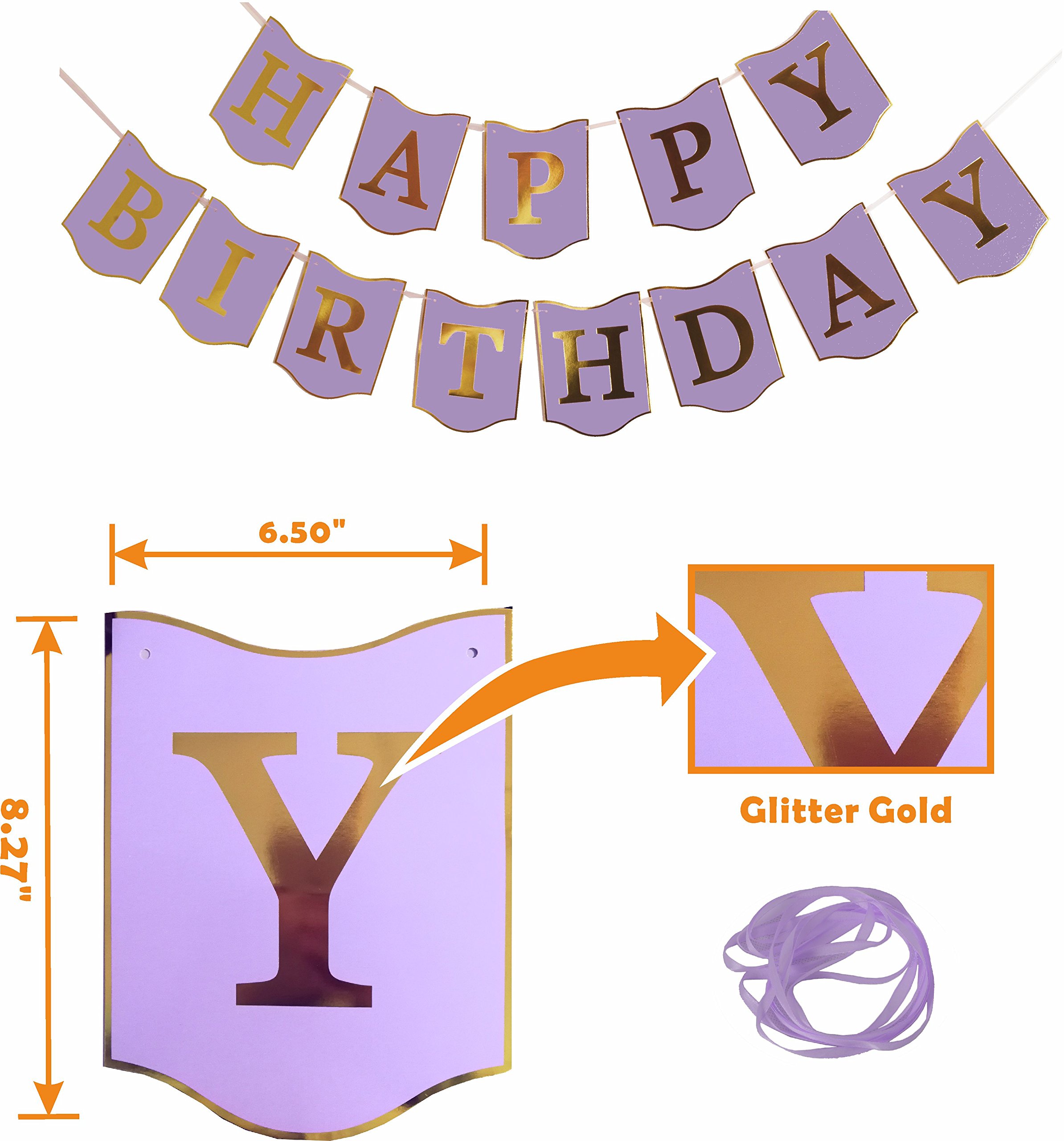 Gold & Purple First Birthday Decoration Set - 24PC Party Kit with 