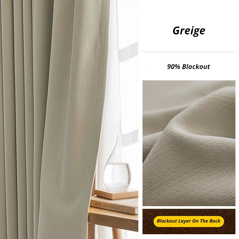 Juliet Chenille Minimalist Jacquard Blackout Custom Curtains for Living Room & Bedroom - Thermal Insulated Light Blocking Drapes for Home Decor