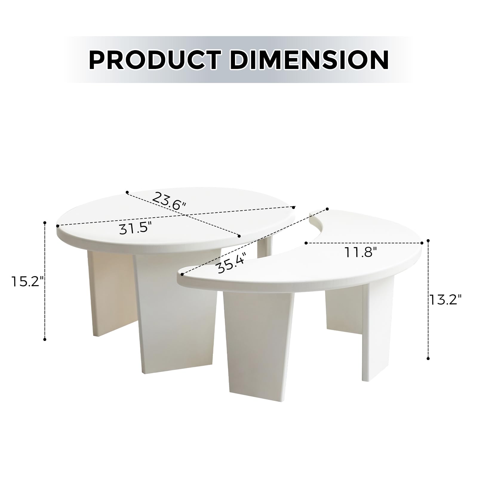 MAXYOYO Modern Coffee Table Set of 2 - Nesting Accent Tables for Living Room | Perfect for Small Spaces, Sofa Side Tables & Home Decor