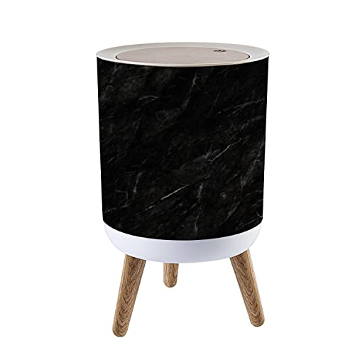 Small Trash Can with Lid - Black Marble Pattern Waste Bin, 1.8 Gallon Round Garbage Can with Press Cover, Dog Proof & Odor Control for Kitchen, Bathroom, Living Room | Perfect for Home, Office & Pet-Friendly Spaces