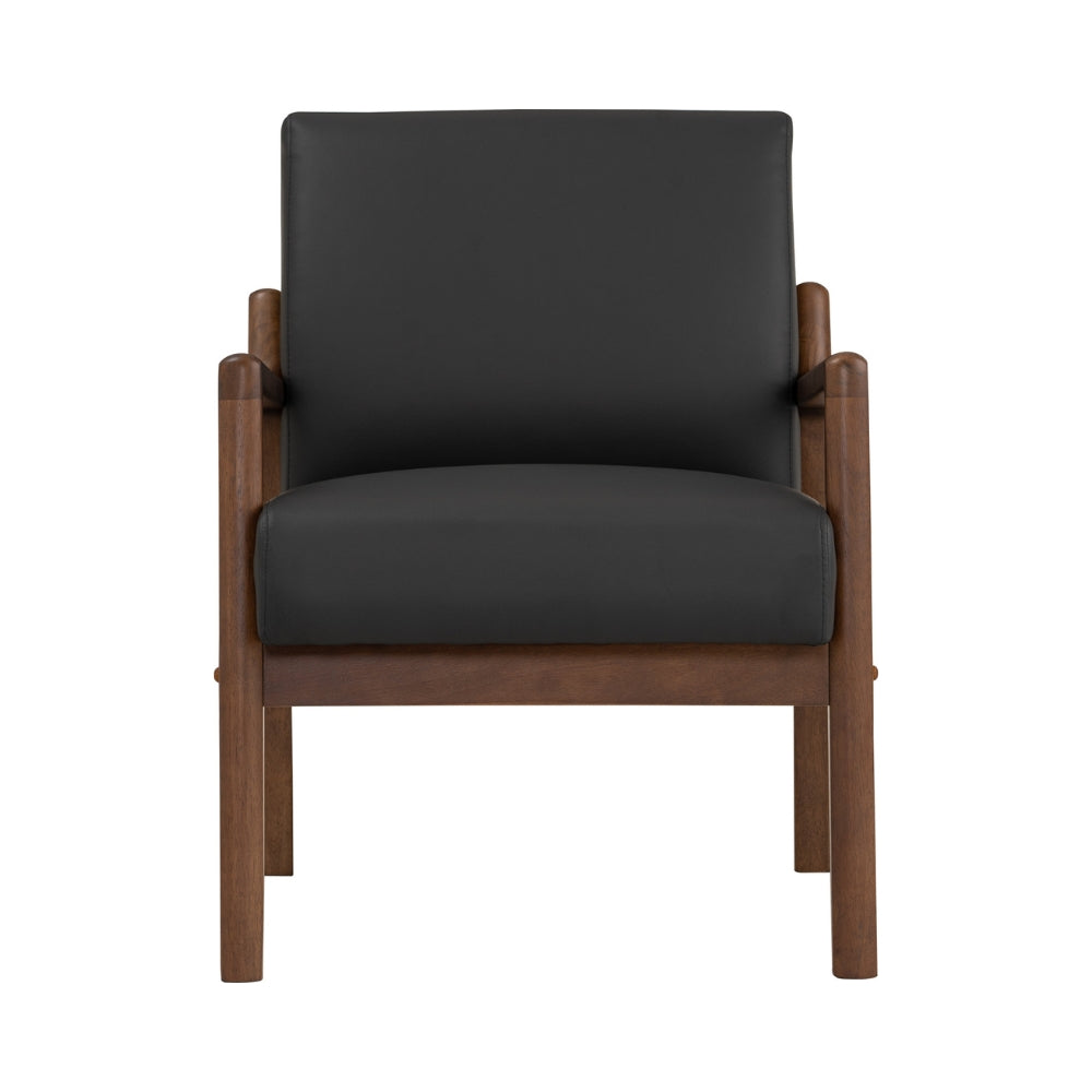 Premium Black & Walnut MENDO Lounge Chair - Modern Accent Chair for Living Room, Bedroom & Office - Perfect for Relaxing, Reading & Home Decor