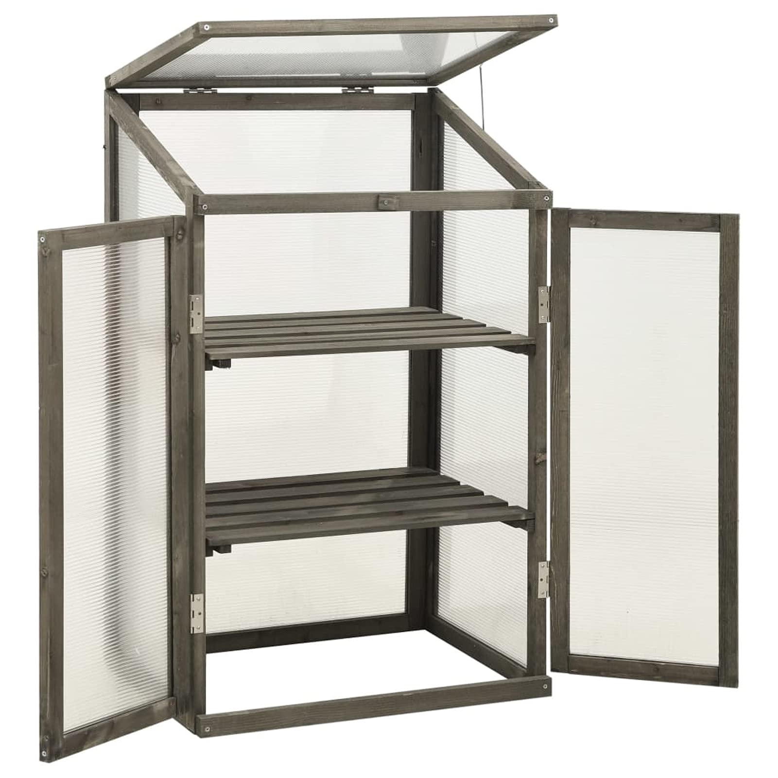 Tidyard Wooden Greenhouse with Openable Roof & Storage Shelves - 2 Doors for Plants, Herbs, Flowers & Vegetables - Perfect for Balcony, Deck, Garden & Patio - Ideal for Gardening, Urban Farming & Outdoor Plant Growth