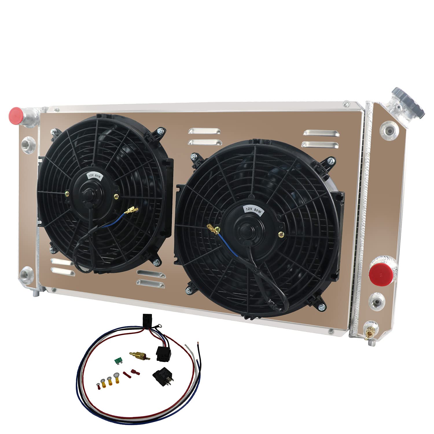 High-Performance 3-Row Radiator with Fan Shroud for 1996-2005 Chevy Blazer S10 & GMC Jimmy Envoy 4.3L V6 - Perfect for Off-Roading, Towing, and Engine Cooling Upgrades