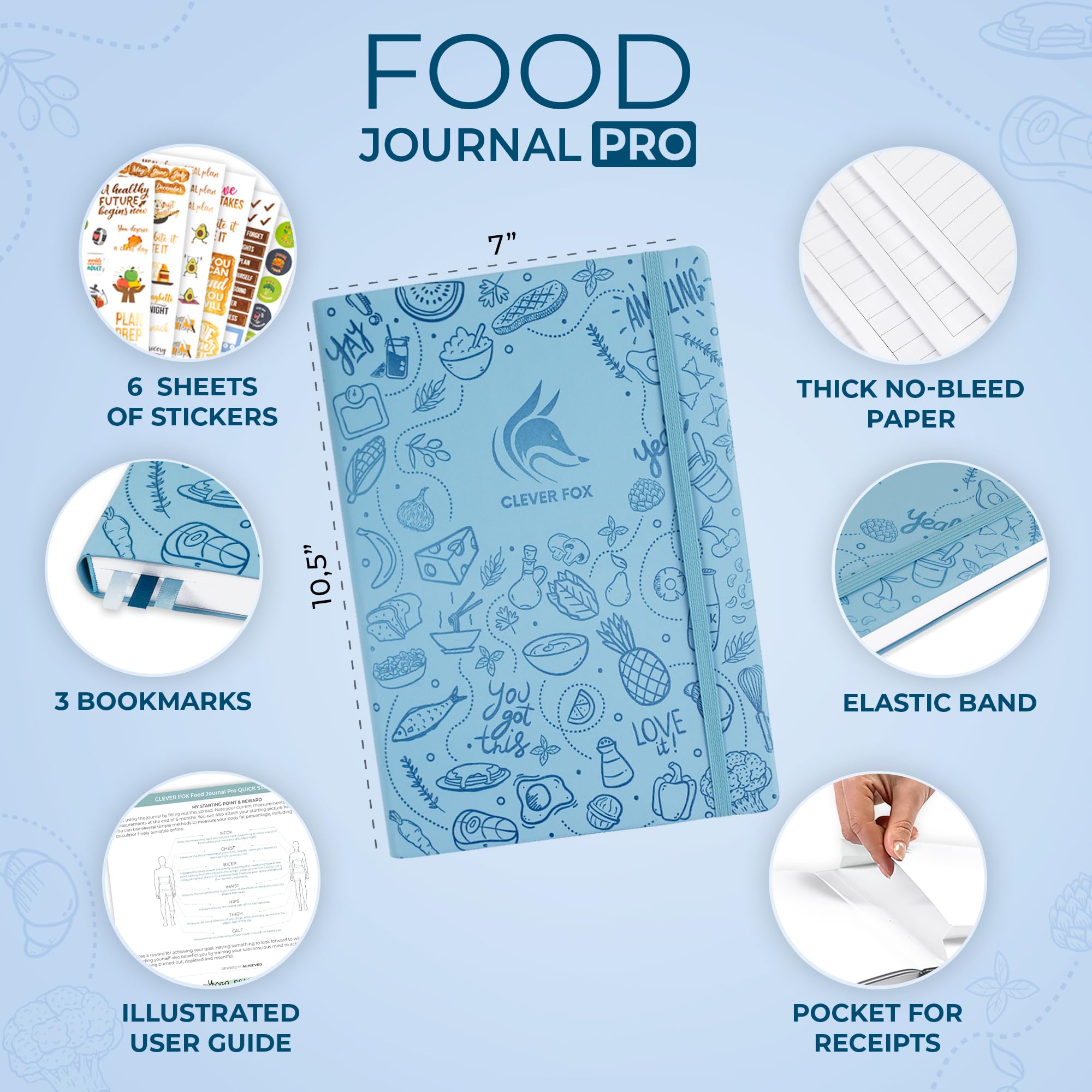 Clever Fox Food Journal Pro – Diet & Wellness Planner for Weight Loss – Calorie Tracker & Meal Log for Women & Men – Exercise & Fitness Diary – Undated 7