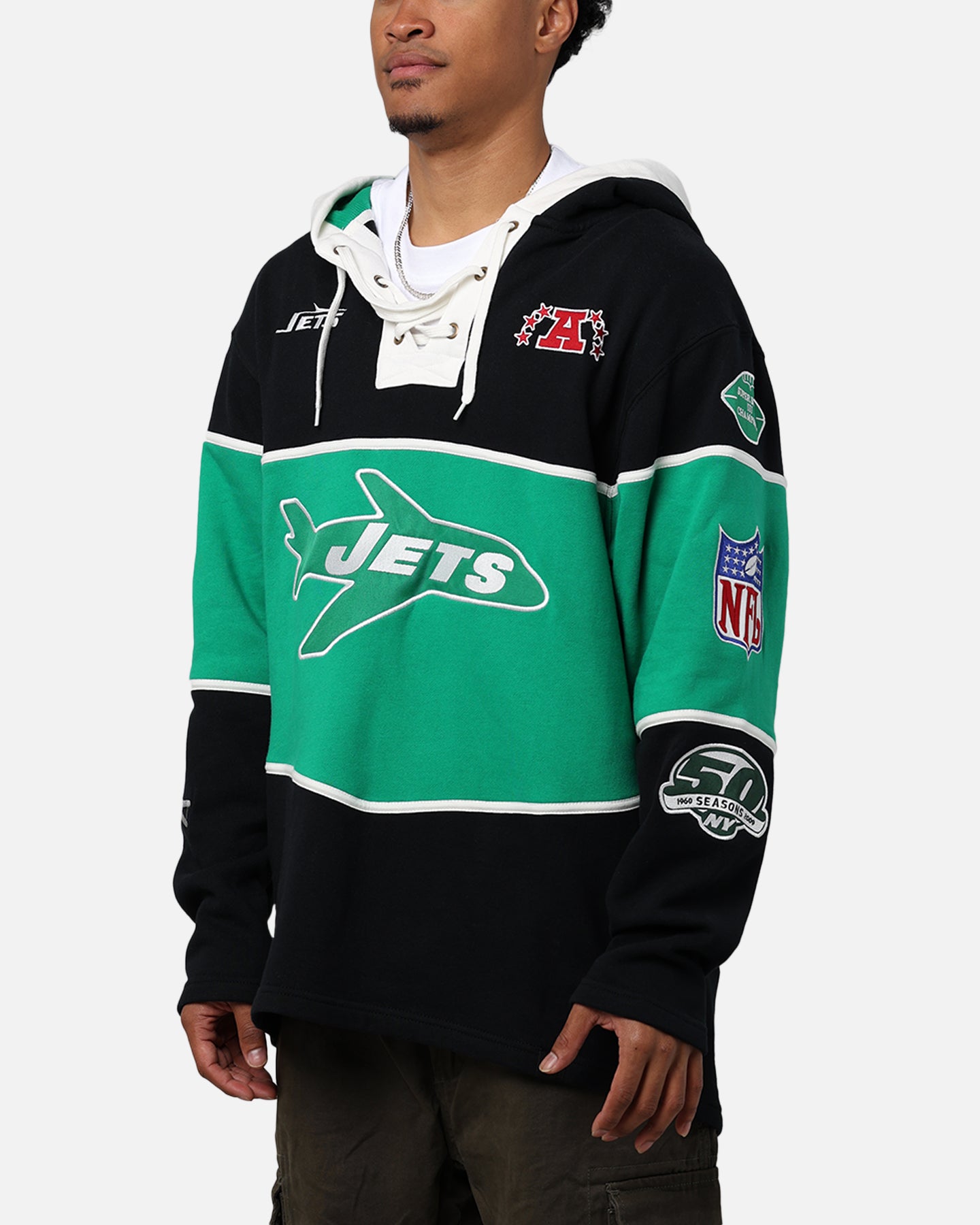 47 Brand New York Jets Super Bowl Gridiron Lacer Hoodie - Jet Black - NFL Fan Gear for Game Day & Cold Weather Wear