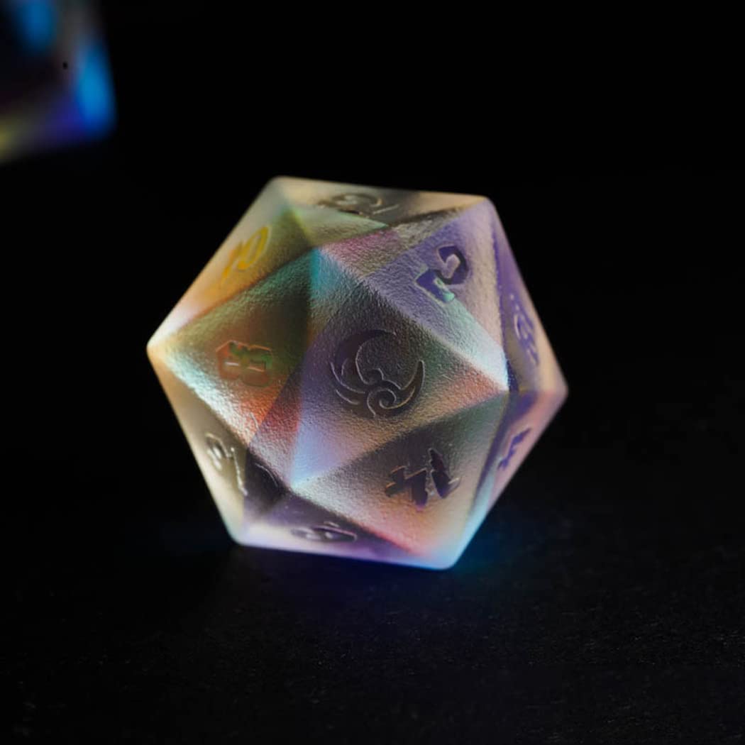 Premium Frosted Crystal Polyhedral DND Dice Set - 7-Piece RPG Dice for Dungeons & Dragons, Tabletop Games & TRPG | Perfect for Campaigns, Character Creation & Game Nights