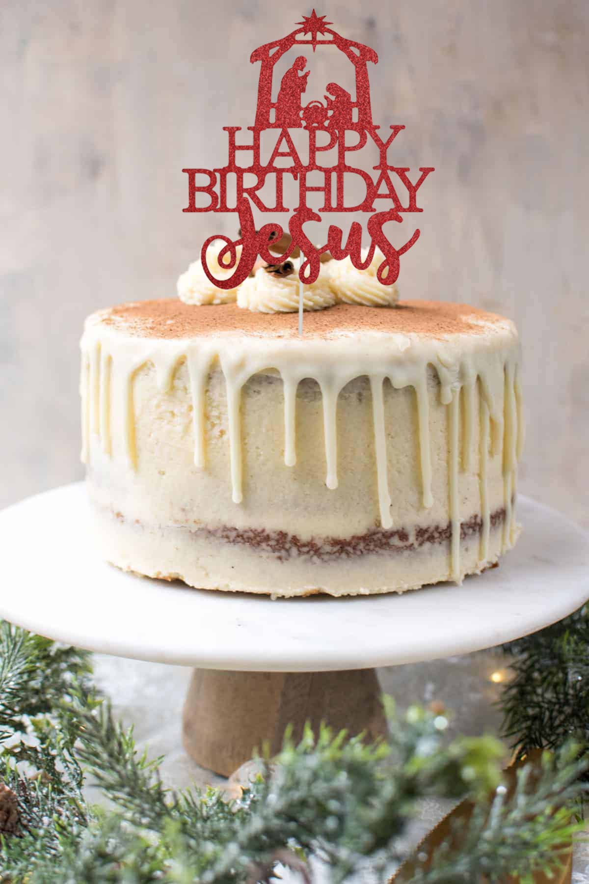 Happy Birthday Jesus Cake Topper - Red Glitter Jesus Nativity Cake Decor for Christmas & Religious Celebrations - Perfect for Nativity Scene, Christmas Birthday Parties & Holiday Decorations