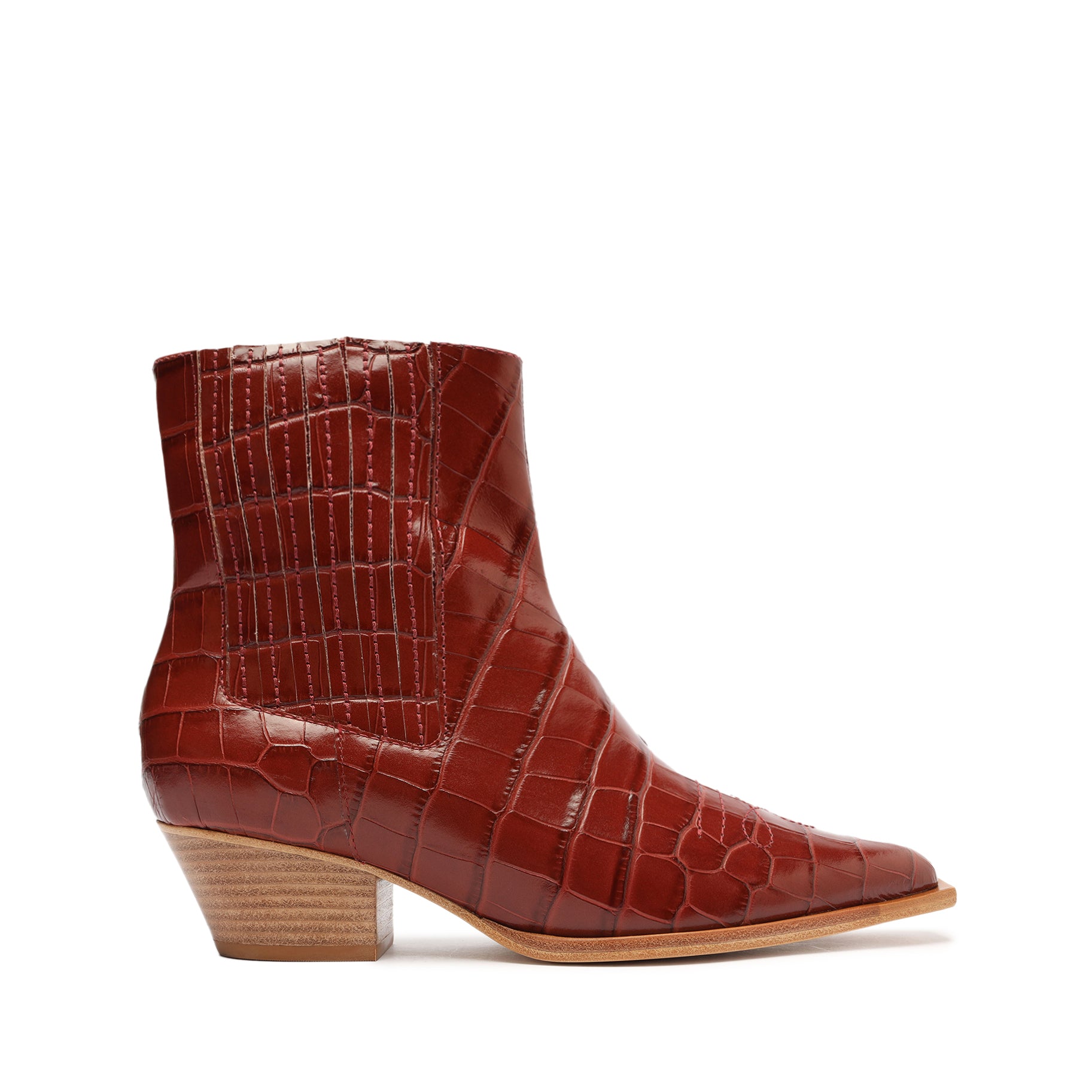 Briani Crocodile Embossed Leather Bootie - Women's Stylish Ankle Boots for Fall & Winter Fashion | Perfect for Office, Party & Night Out