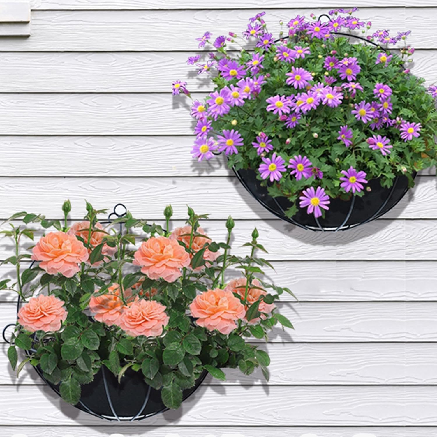3PCS Half Round Planter Liners - 14 Inch Black Fabric Flower Basket Liners, Durable Felt Garden Liner Replacement for Hanging Baskets & Wall Planters | Perfect for Patio, Balcony & Indoor Gardening Decor