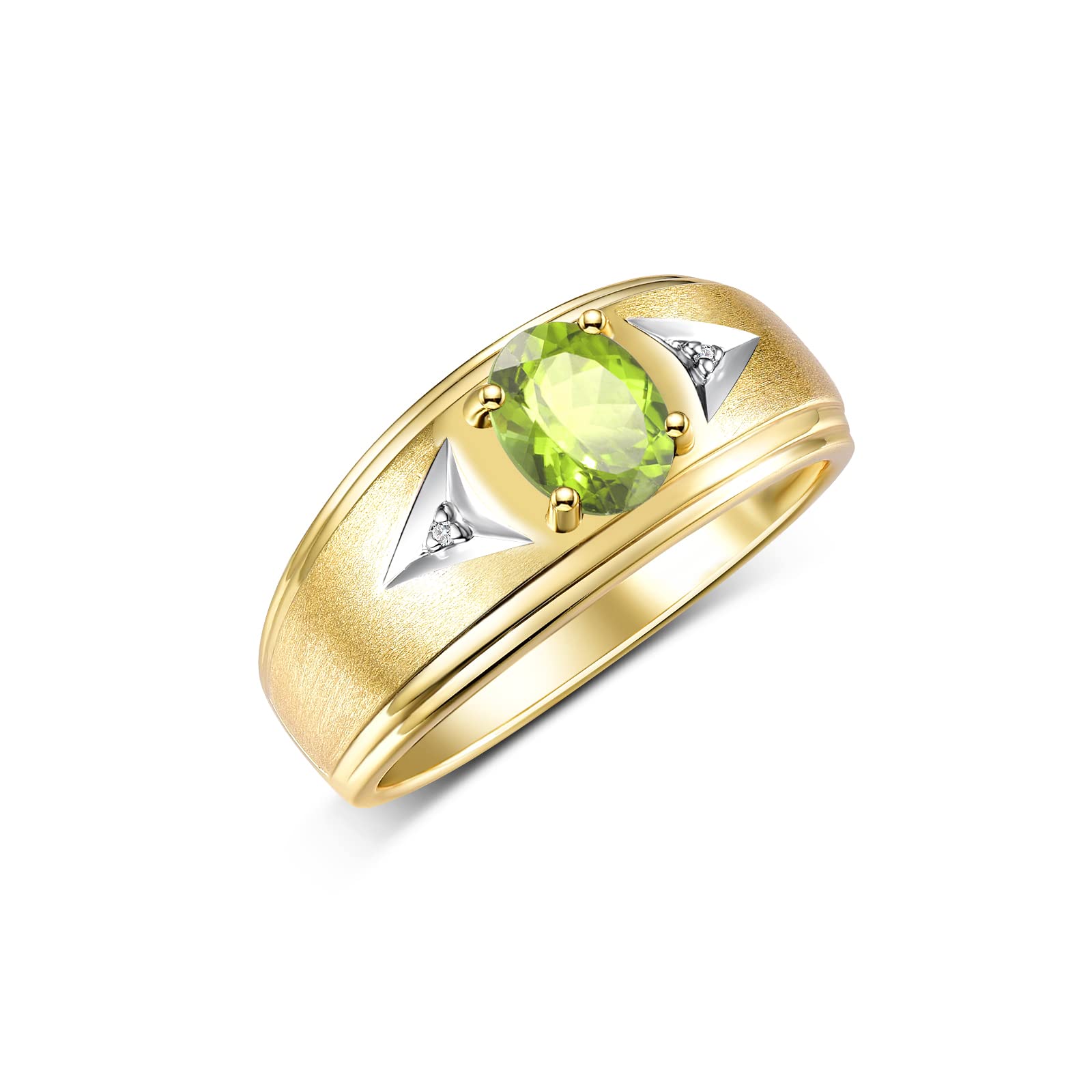 Rylos Men's Classic 8X6MM Oval Gemstone & Diamond Ring - Yellow Gold Plated Silver Birthstone Rings for Men (Sizes 8-13) | Wedding, Engagement, Anniversary & Everyday Wear Jewelry Gift