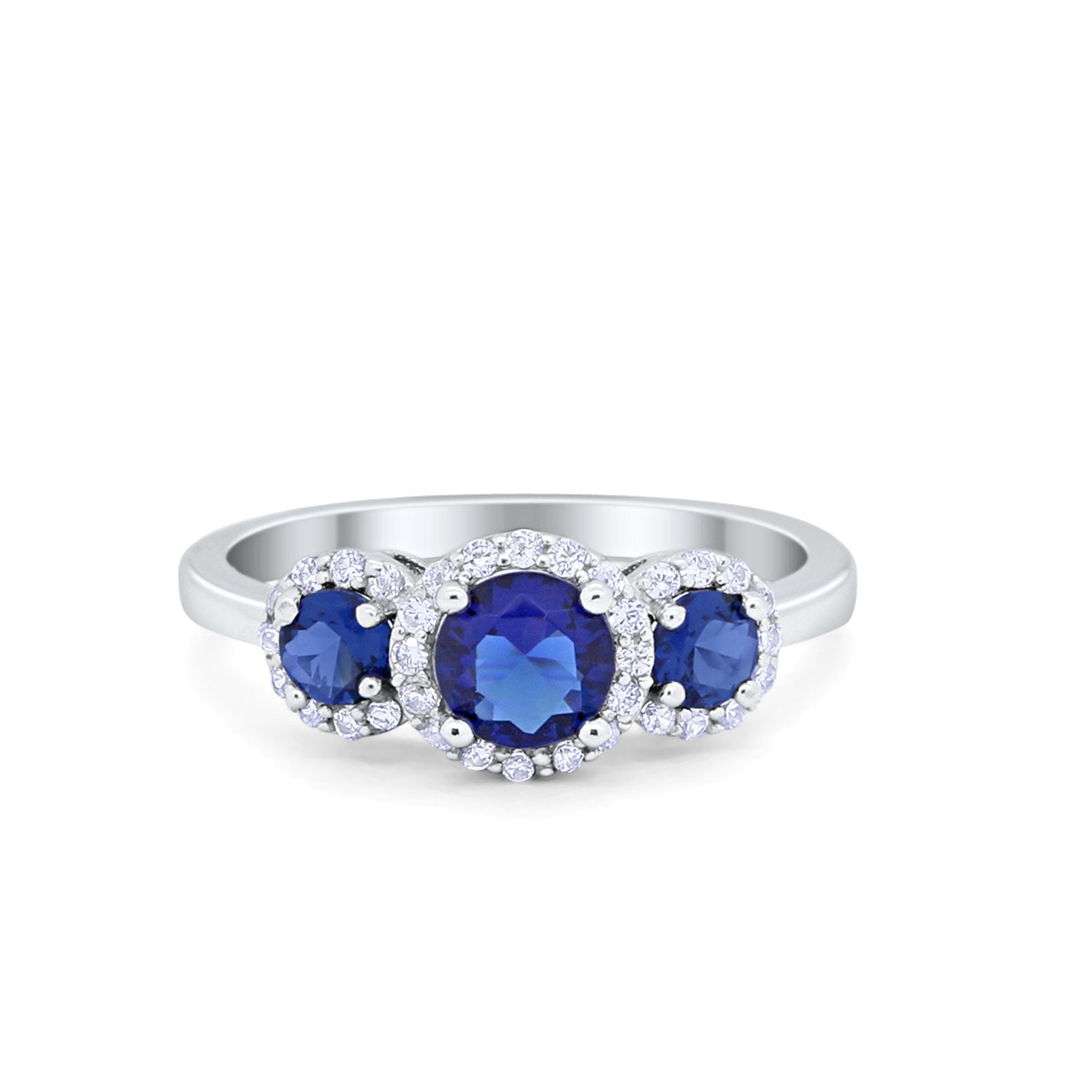 3 Stone Wedding Engagement Ring - Round Cubic Zirconia 925 Sterling Silver Ring for Women - Choose Your Color (White, Yellow, Rose Gold) - Perfect for Proposals, Anniversaries & Special Occasions