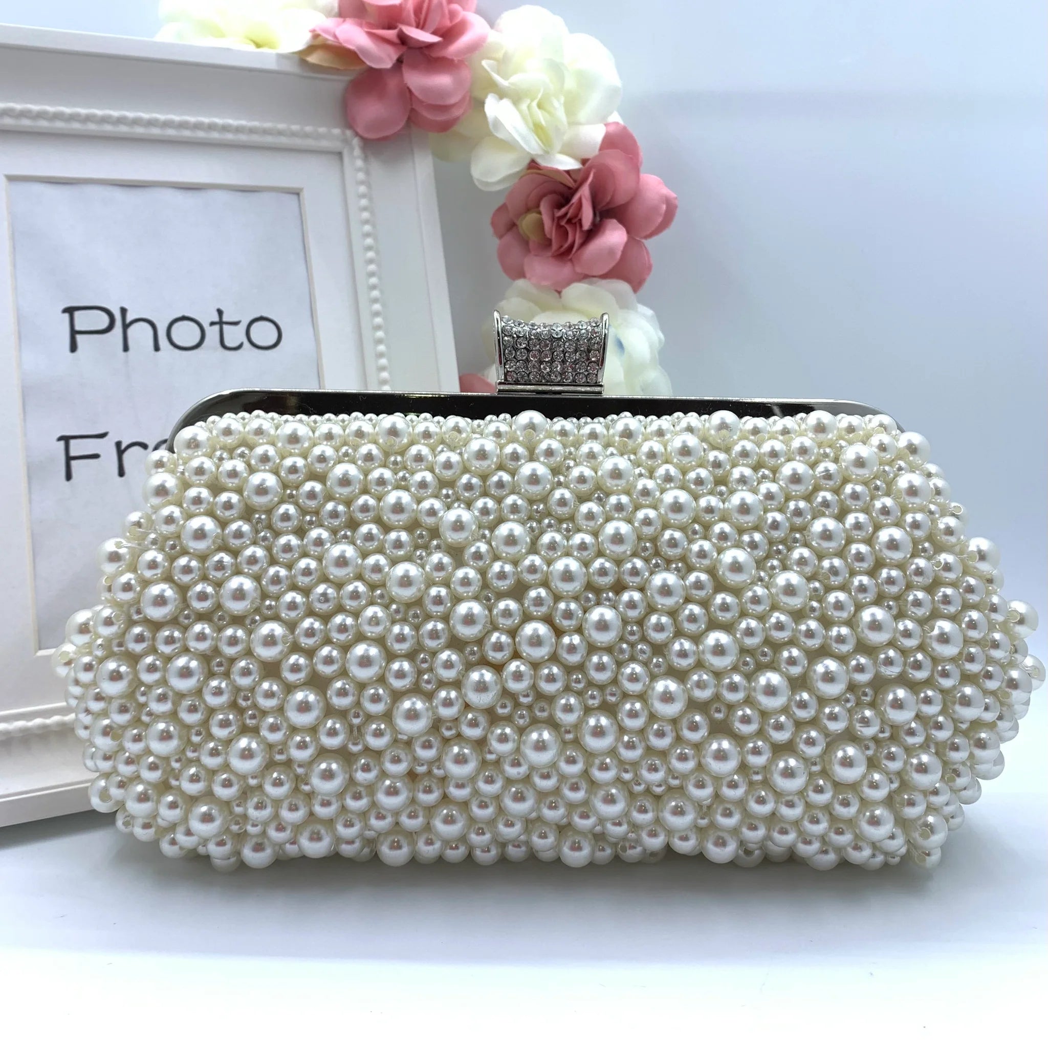 Penney Pearl Clutch - Elegant Women's Evening Bag with Shimmering Pearls for Parties, Weddings & Special Occasions | Perfect Prom, Cocktail & Formal Event Accessory