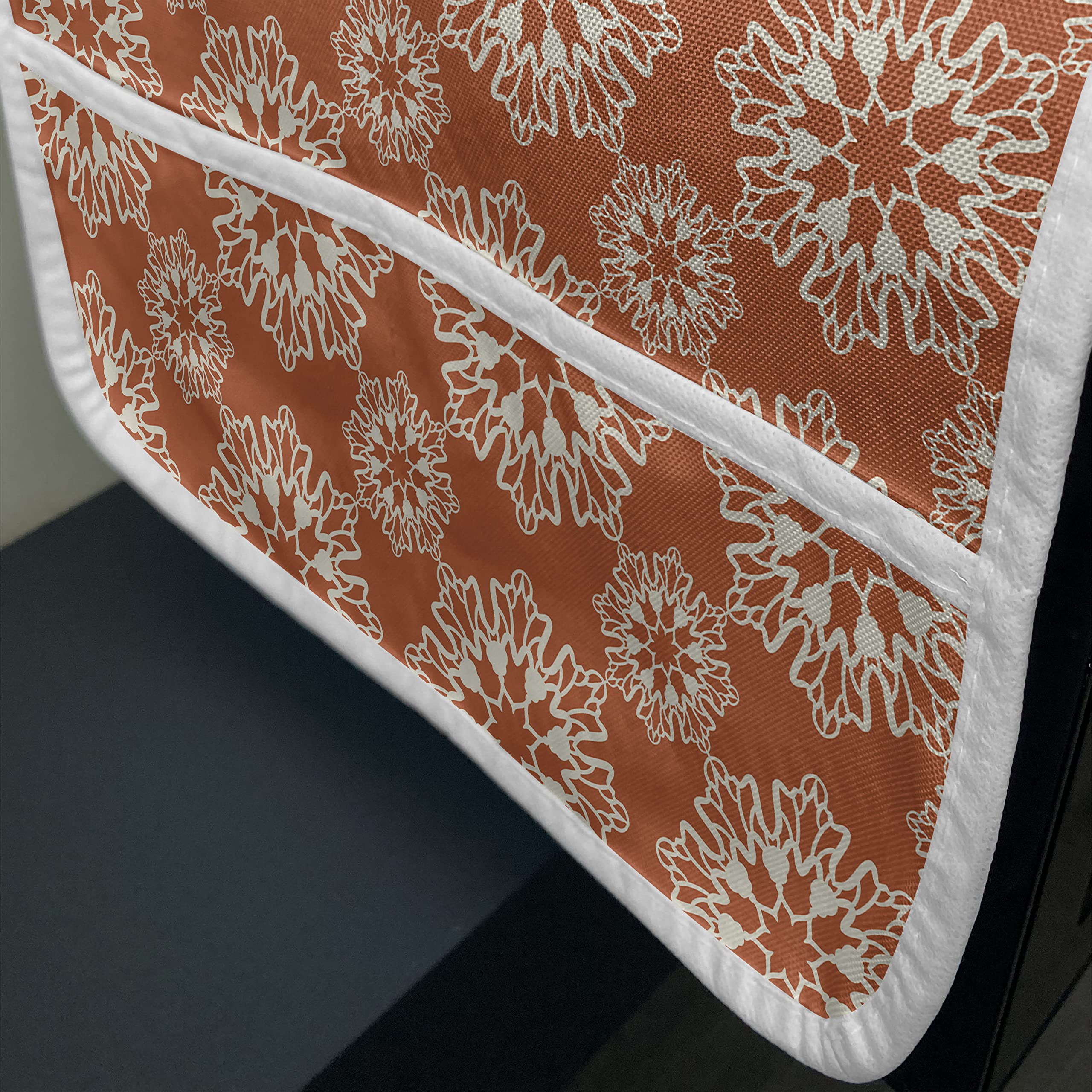Ambesonne Orange Mandala Microwave Cover - Waterproof Kitchen Organizer with Pockets, 36x12 Inches, Pale Cinnamon & Off White - Perfect for Modern Kitchens & Microwave Protection