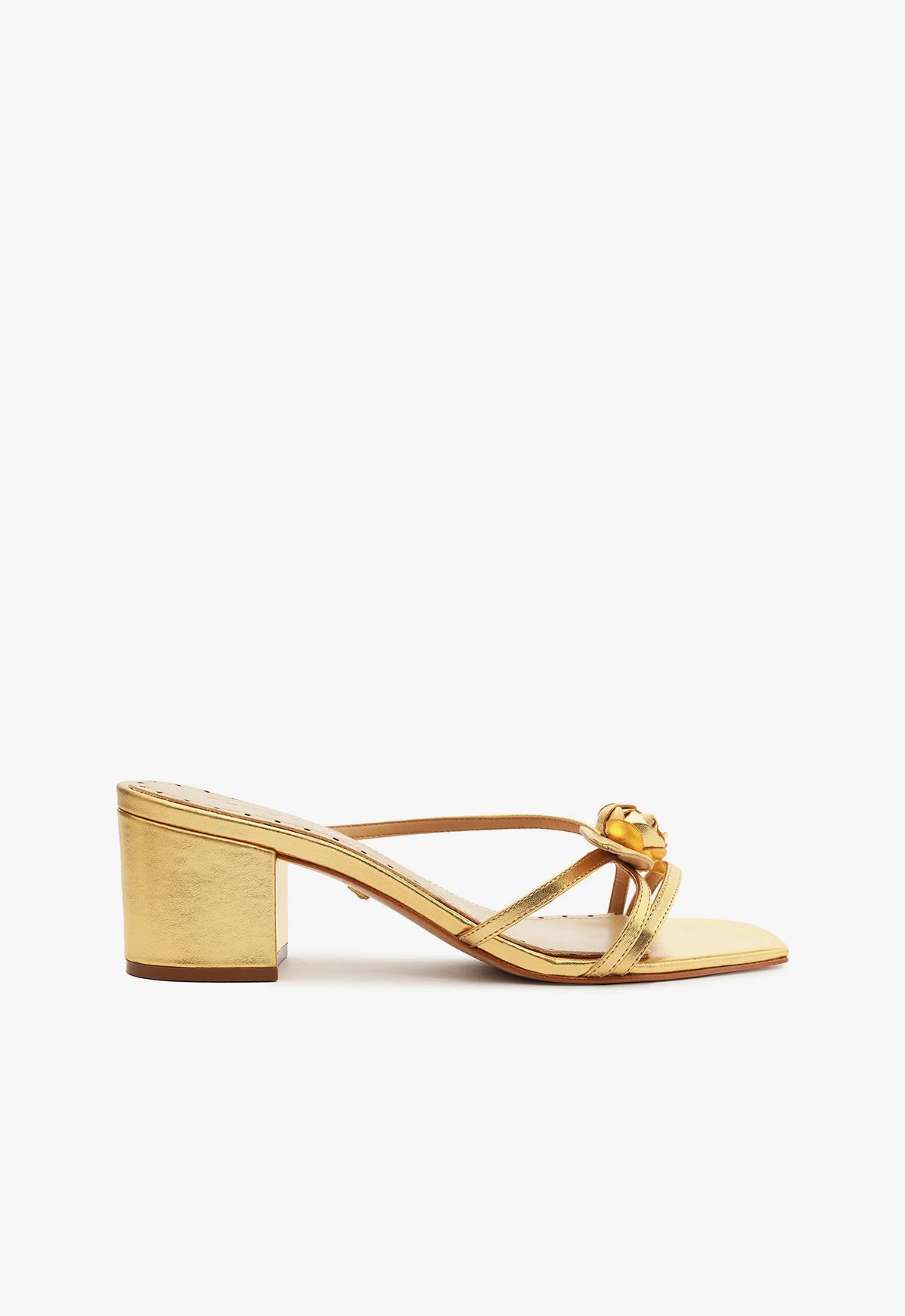 Alma Metallic Leather Sandals for Women - Comfortable Summer Slide Sandals with Cushioned Footbed | Perfect for Beach, Vacation & Casual Outings