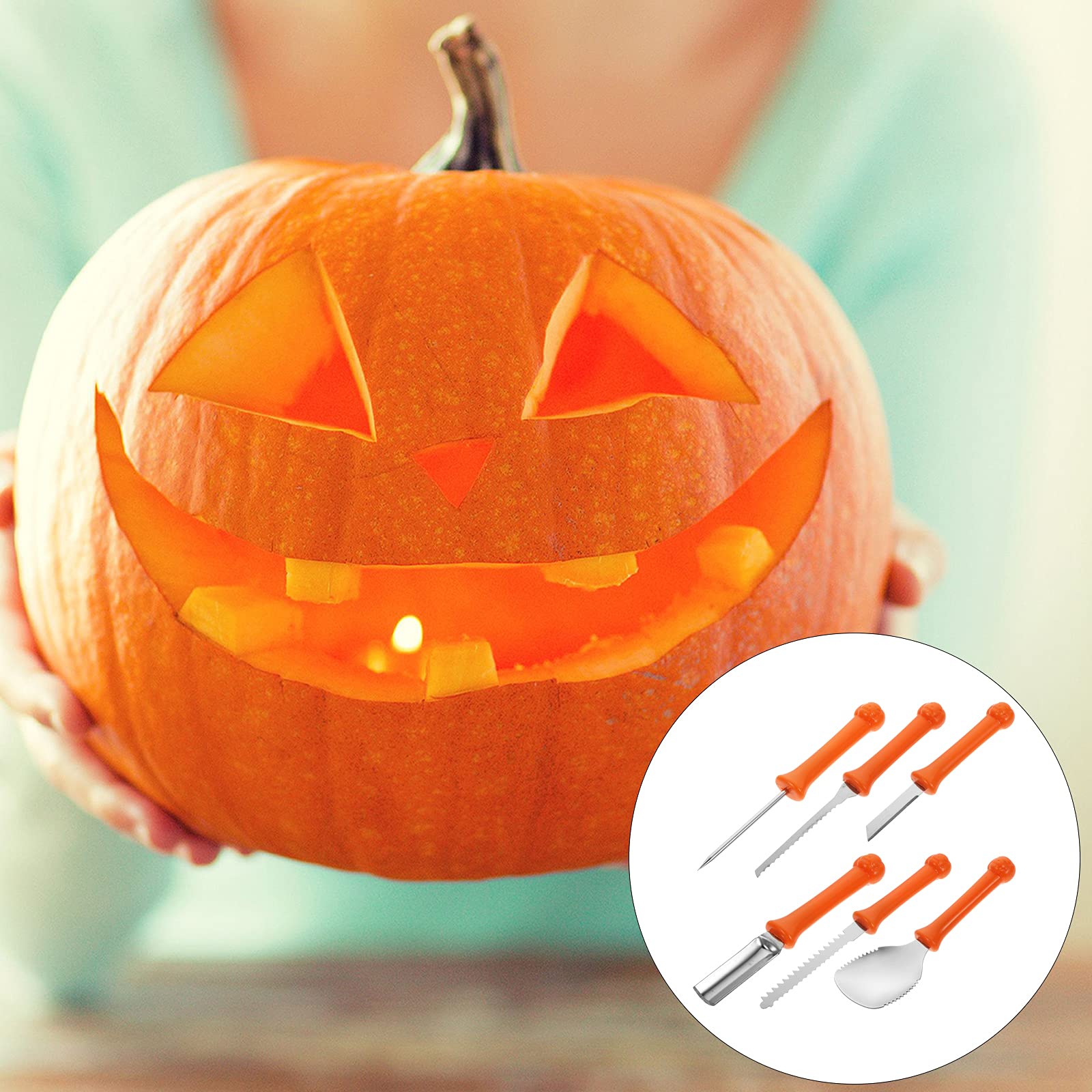 Premium Pumpkin Carving Kit - 12-Piece Halloween Sculpting Tools Set with T-Shaped Cutter, Scraper & Stencils for Professional Jack-O-Lantern Designs | Durable Plastic Pumpkin Cutting Tools for Halloween Decorations & Fall Crafts