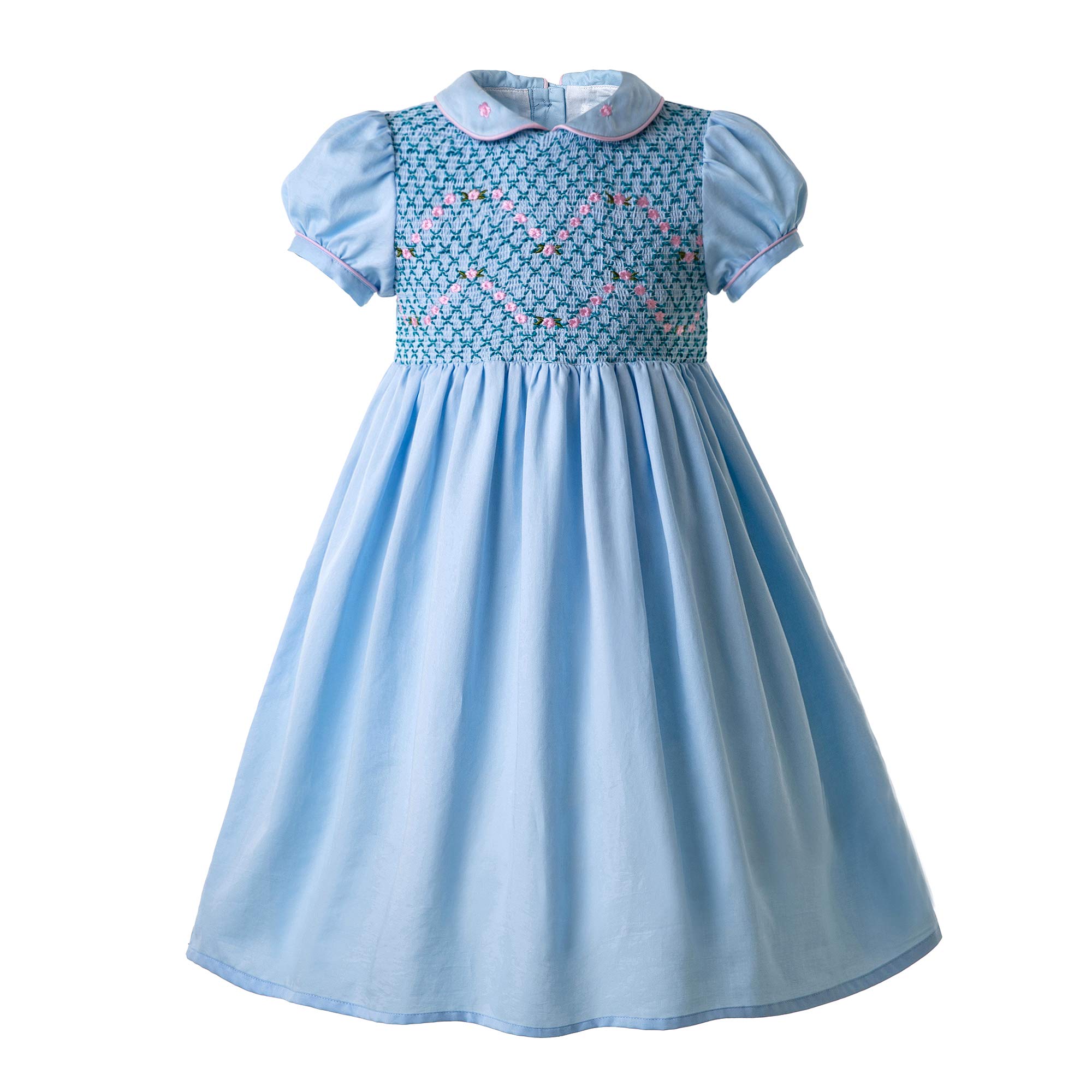 Pettigirl Girls Smocked Hand Embroidered Dresses - Elegant Floral Summer Outfits for Toddler & Kids - Perfect for Birthday Parties, Family Gatherings & Special Occasions