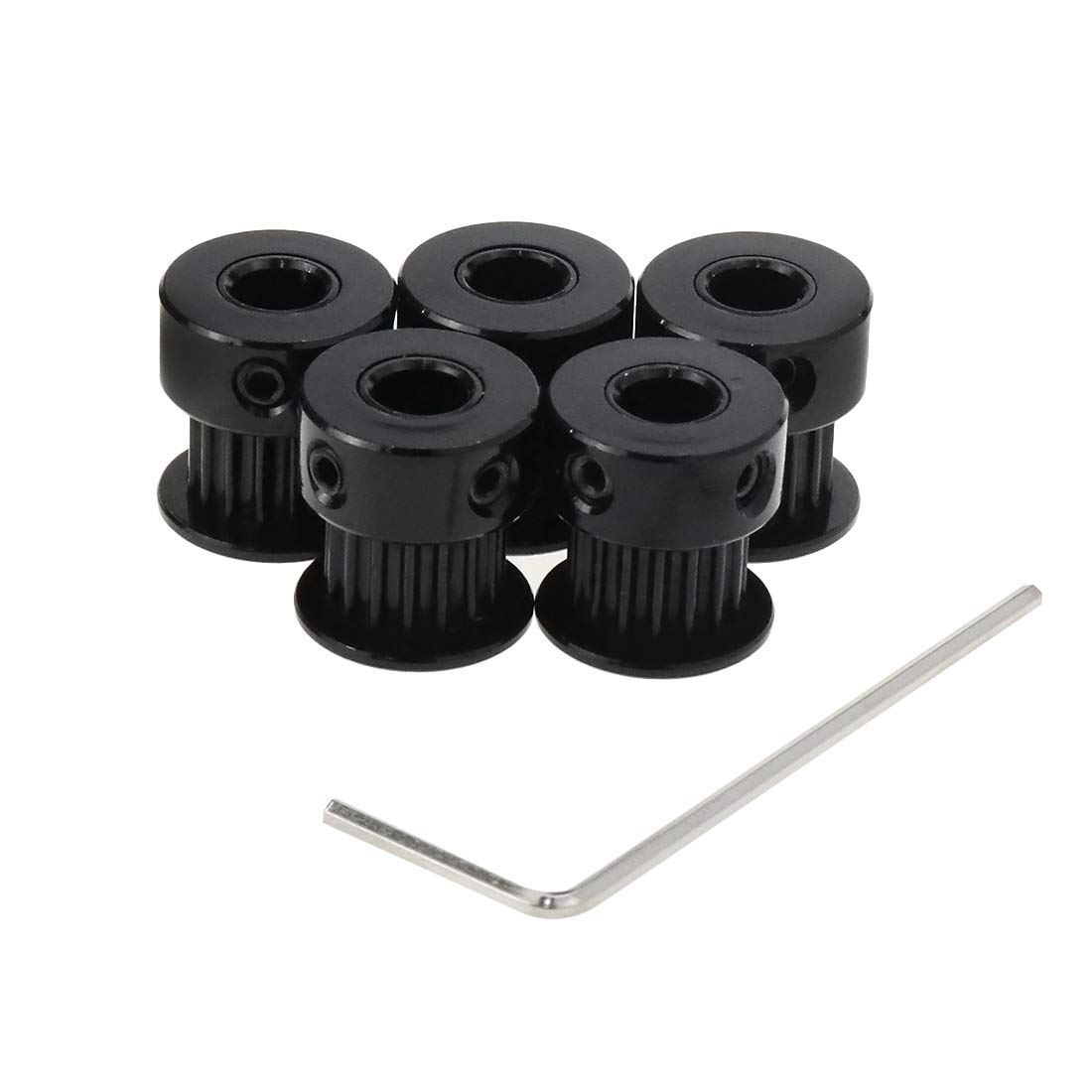 16T GT2 Aluminum Timing Belt Idler Pulley - 5mm Bore, 6mm Width - 5pcs for 3D Printer & CNC Machine Belt Drive Systems