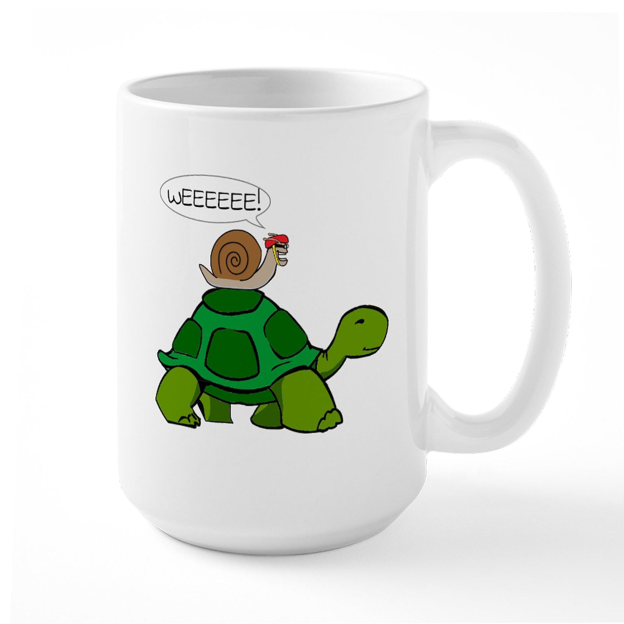 Snail Riding Turtle Ceramic Coffee Mug 15 oz (444ml) - Funny Novelty Gift for Tea & Coffee Lovers - Perfect for Office, Home Use & Gifts