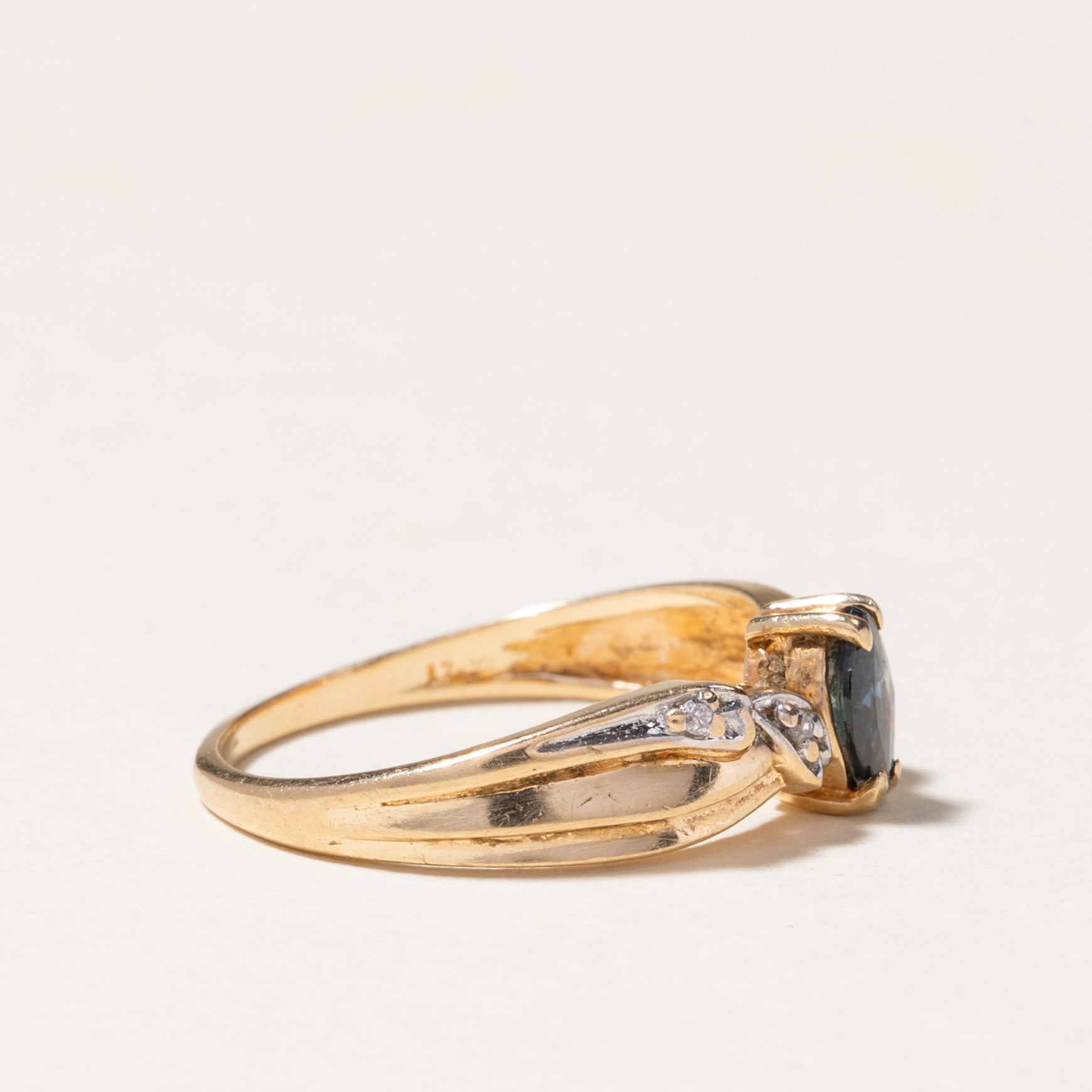 10K Marquise Cut Sapphire & Diamond Ring | 0.26ct Sapphire, 0.02ctw Diamonds | Size 5.5 | Elegant Engagement & Wedding Ring for Women | Perfect for Proposals, Anniversaries & Special Occasions