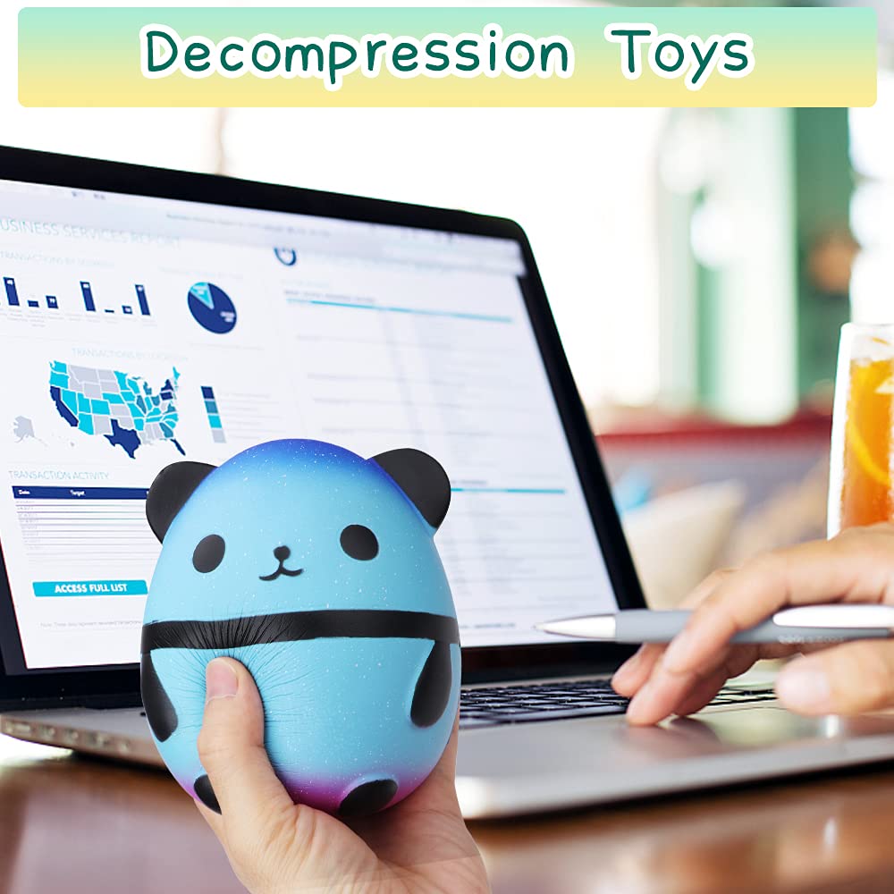 Jumbo Squishy Panda Egg Fidget Toys - Galaxy Panda Slow Rising Stress Relief Scented Mochi Squishies, Soft Pop Doll for Kids & Adults, Perfect for Christmas Gifts, Party Favors, Classroom Prizes, and Sensory Play